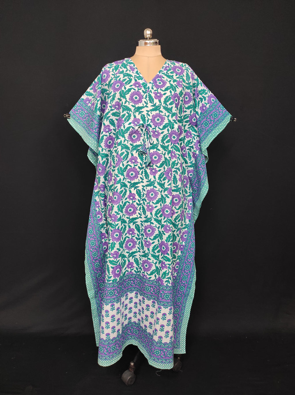 Free Size Farasha Kaftan Cotton 57" Long Jalabiya 28483-1555 JP