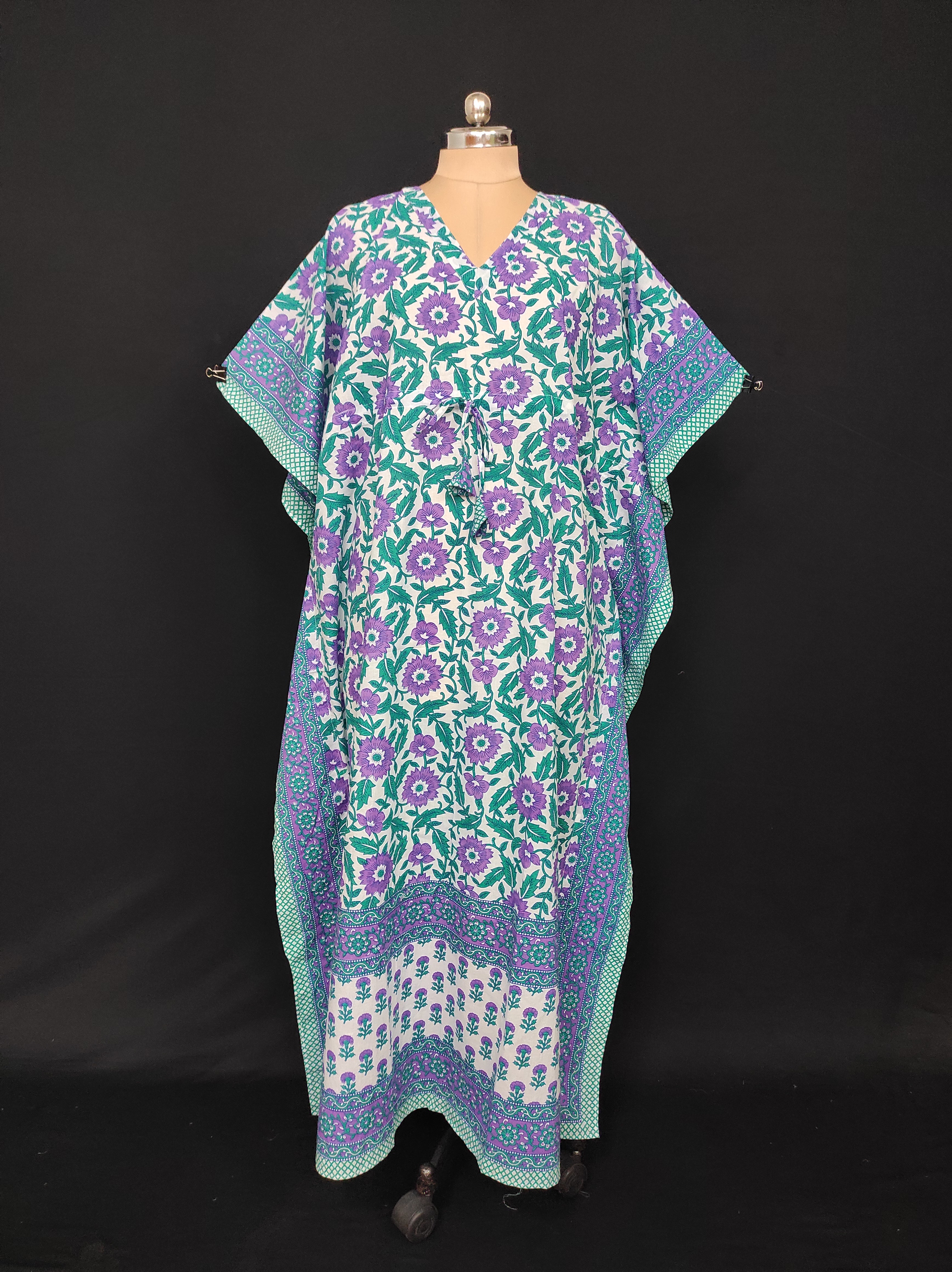 Free Size Farasha Kaftan Cotton 57" Long Jalabiya 28483-1555 JP