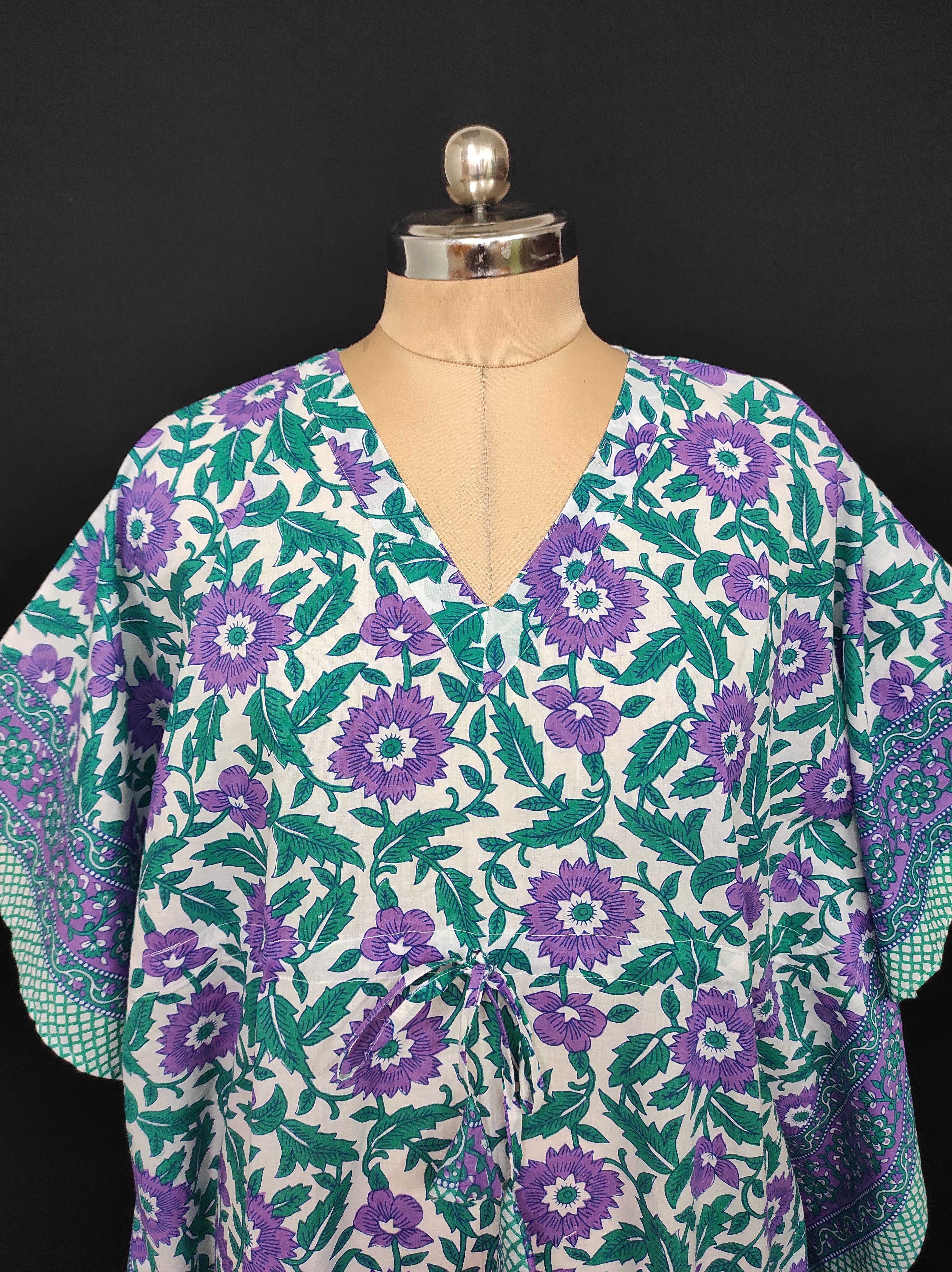 Free Size Farasha Kaftan Cotton 57" Long Jalabiya 28483-1555 JP
