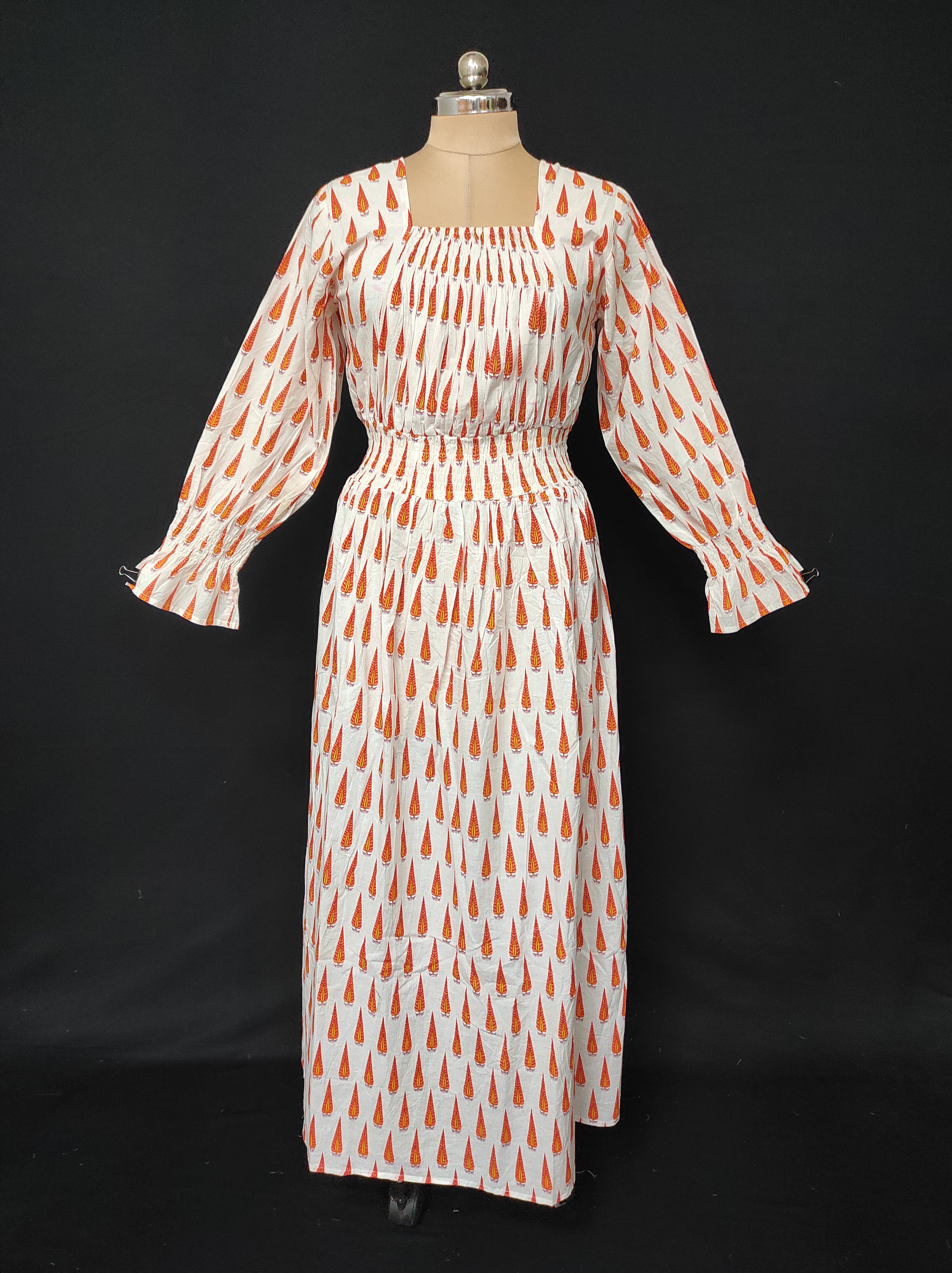 S/M Fazlin Printed Cotton Dress 57" Long Jalabiya 28486-1556 JP