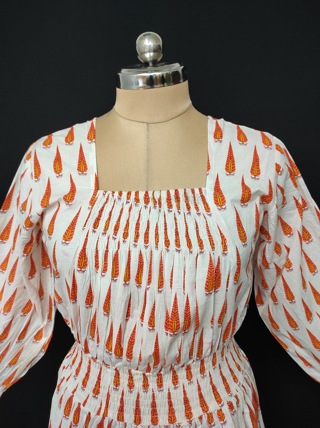 S/M Fazlin Printed Cotton Dress 57" Long Jalabiya 28486-1556 JP