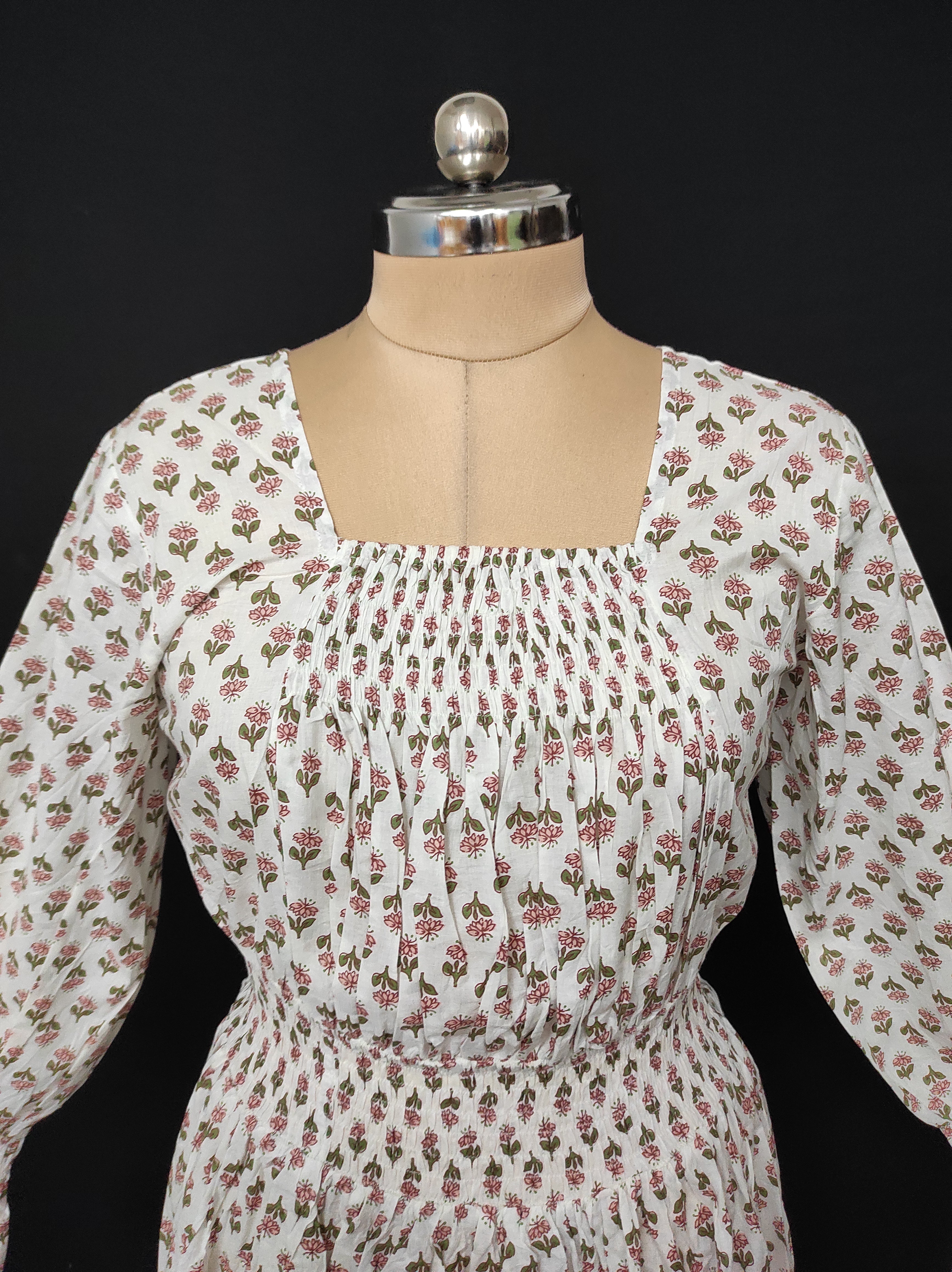 S/M Fazlin Printed Cotton Dress 57" Long Jalabiya 28487-1556 JP