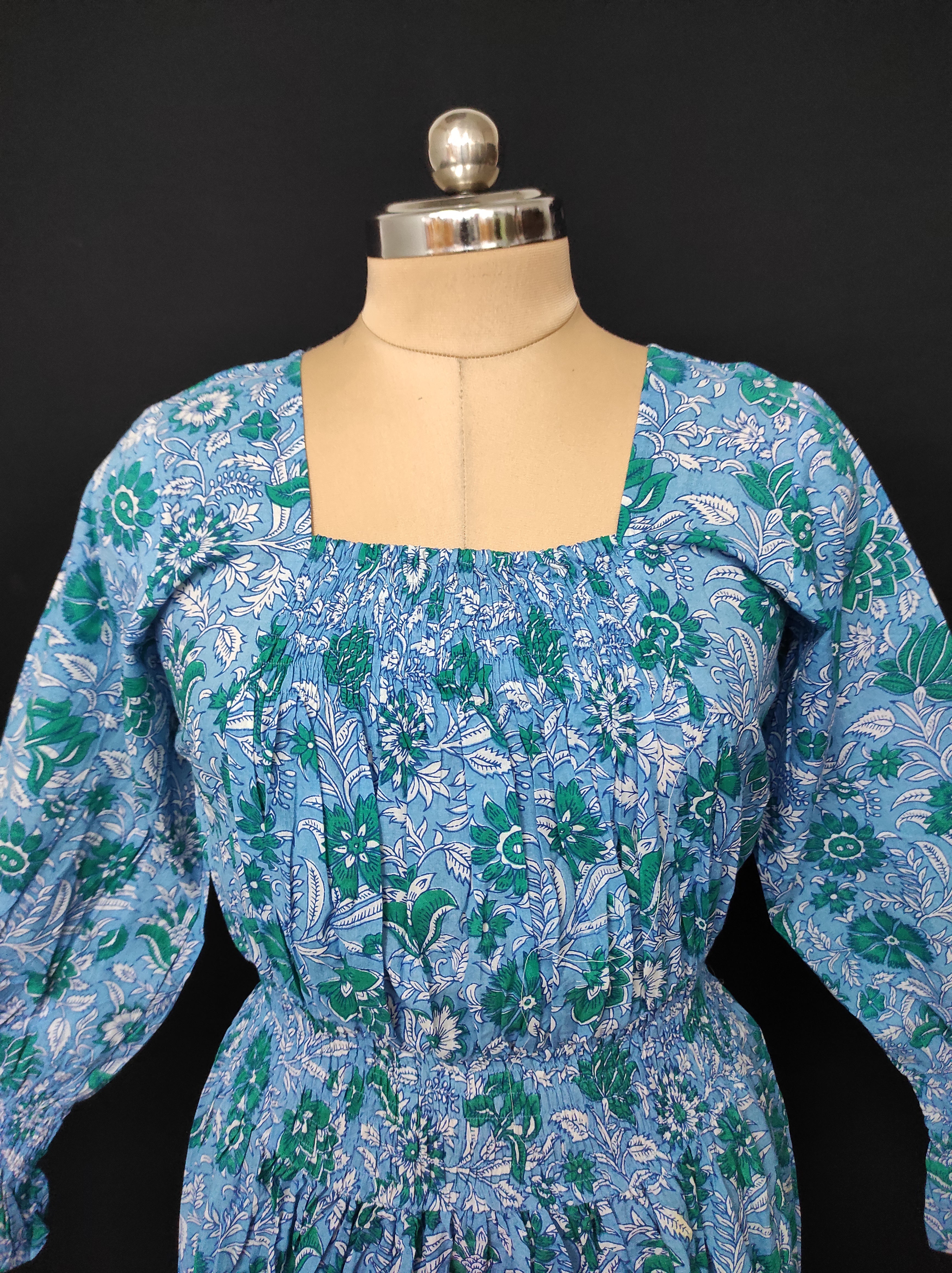 XS/S Fazlin Printed Cotton Dress 54" Long Jalabiya 28488-1556 JP