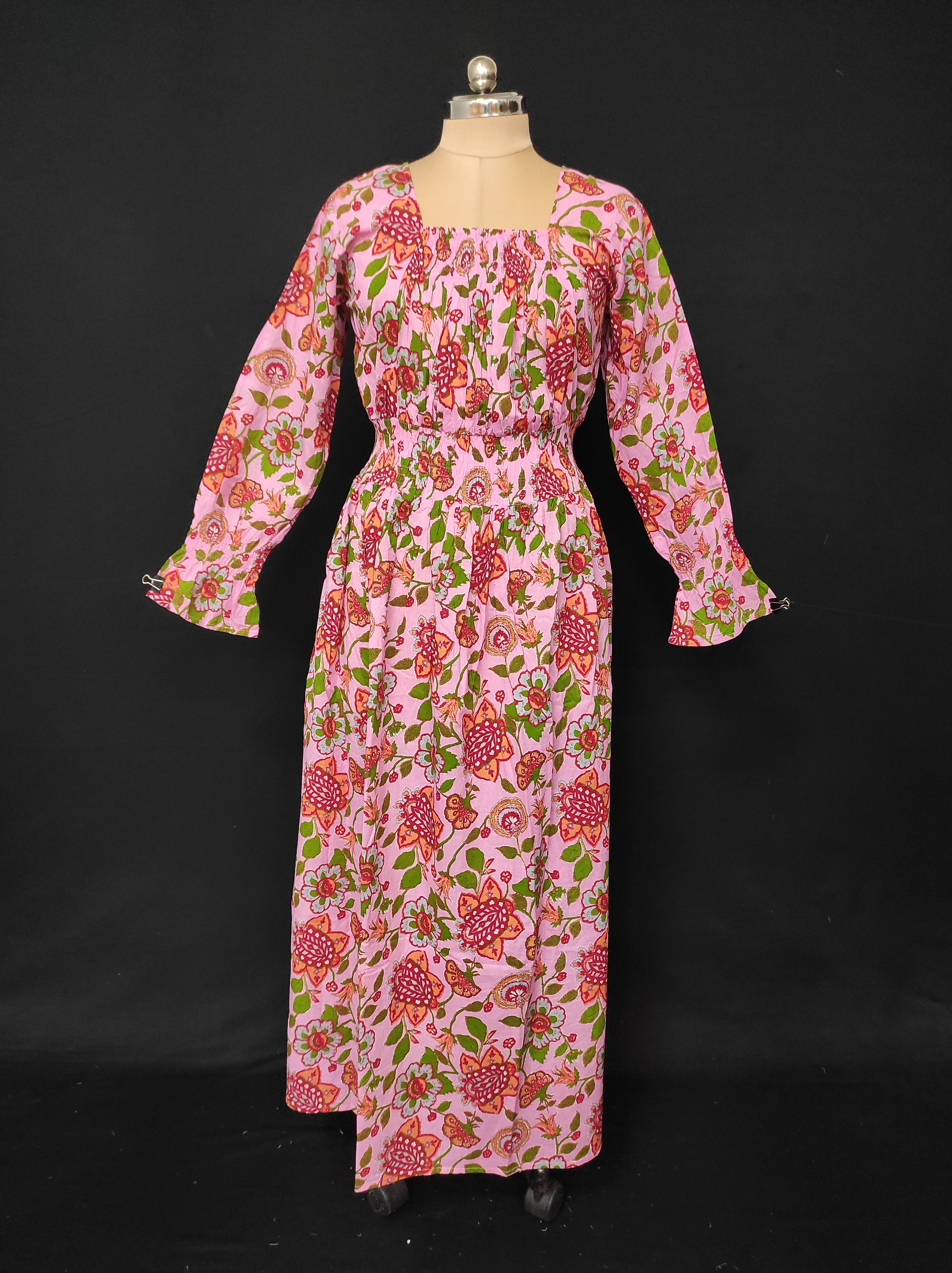 S/M Fazlin Printed Cotton Dress 57" Long Jalabiya 28489-1556 JP