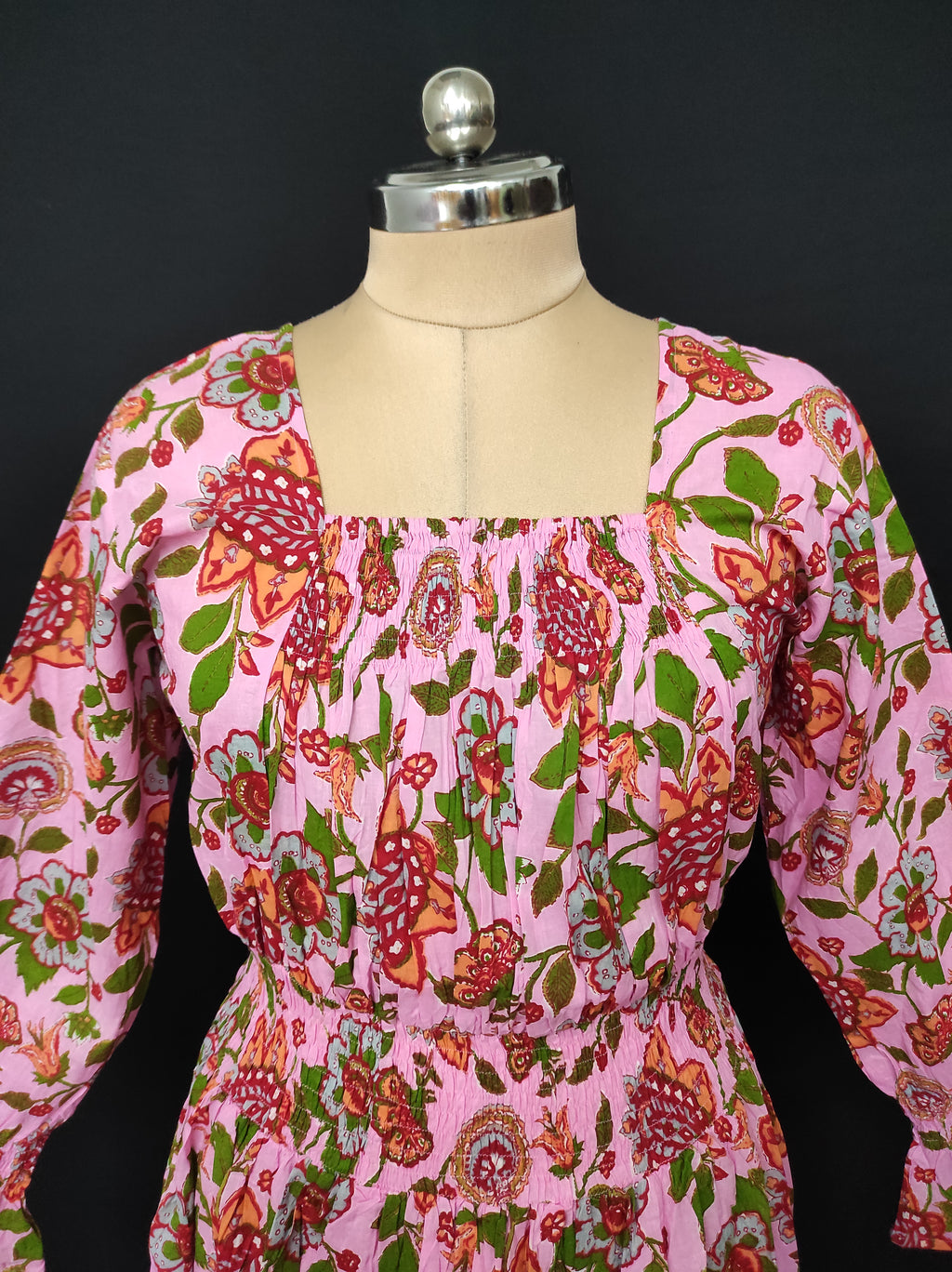 S/M Fazlin Printed Cotton Dress 57" Long Jalabiya 28489-1556 JP