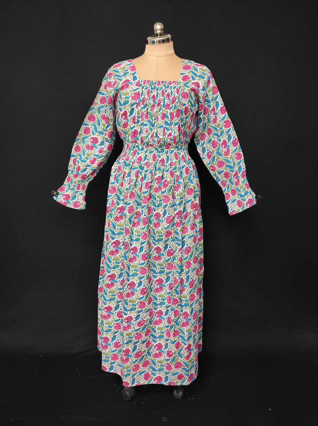 L/XL Fazlin Printed Cotton Dress 57" Long Jalabiya 28491-1556 JP