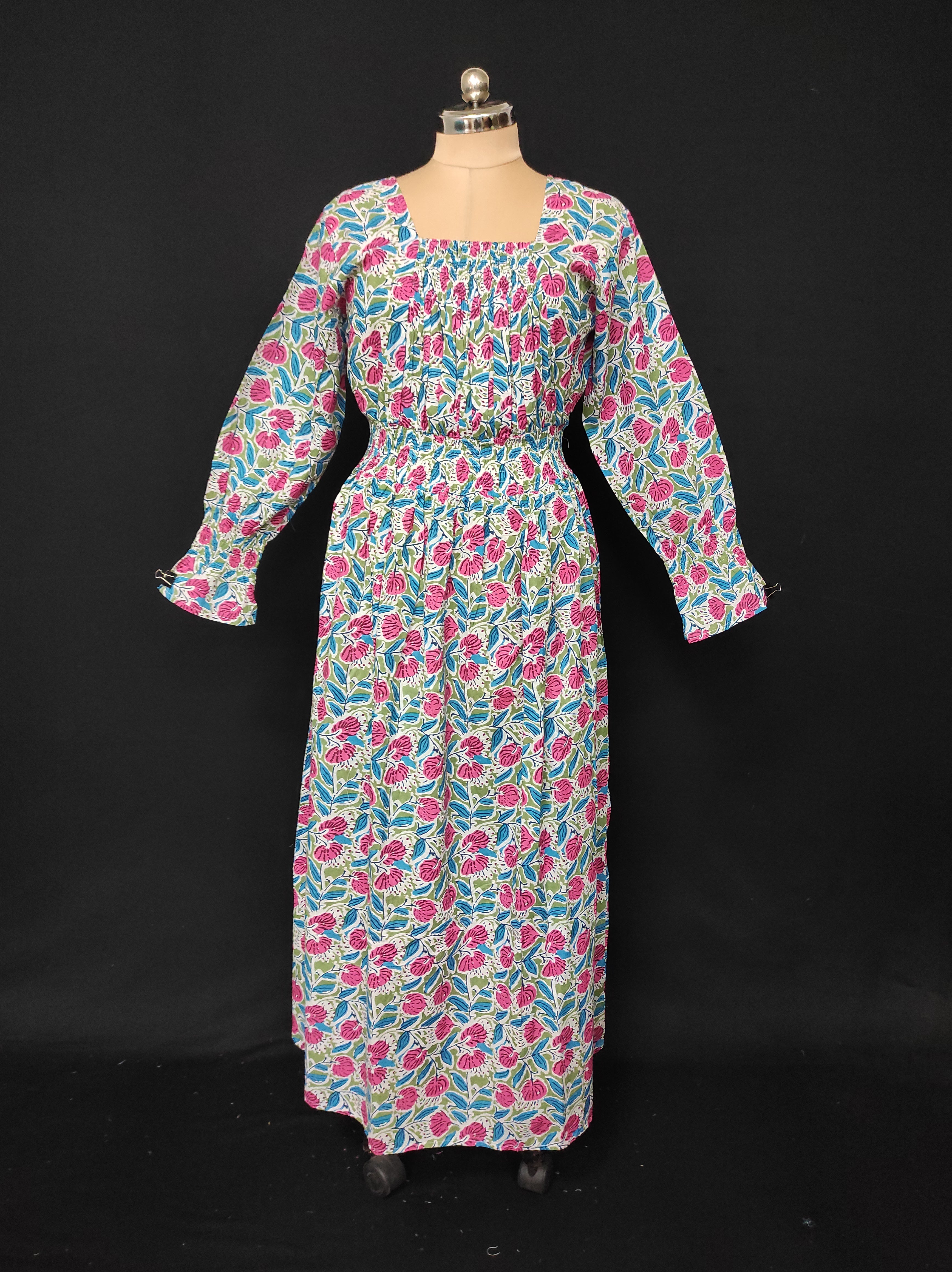 L/XL Fazlin Printed Cotton Dress 57" Long Jalabiya 28491-1556 JP