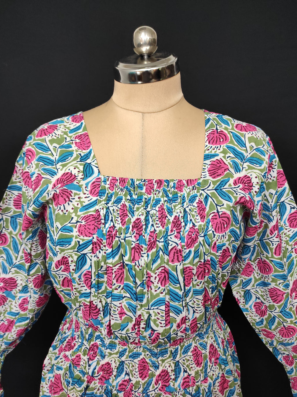 L/XL Fazlin Printed Cotton Dress 57" Long Jalabiya 28491-1556 JP