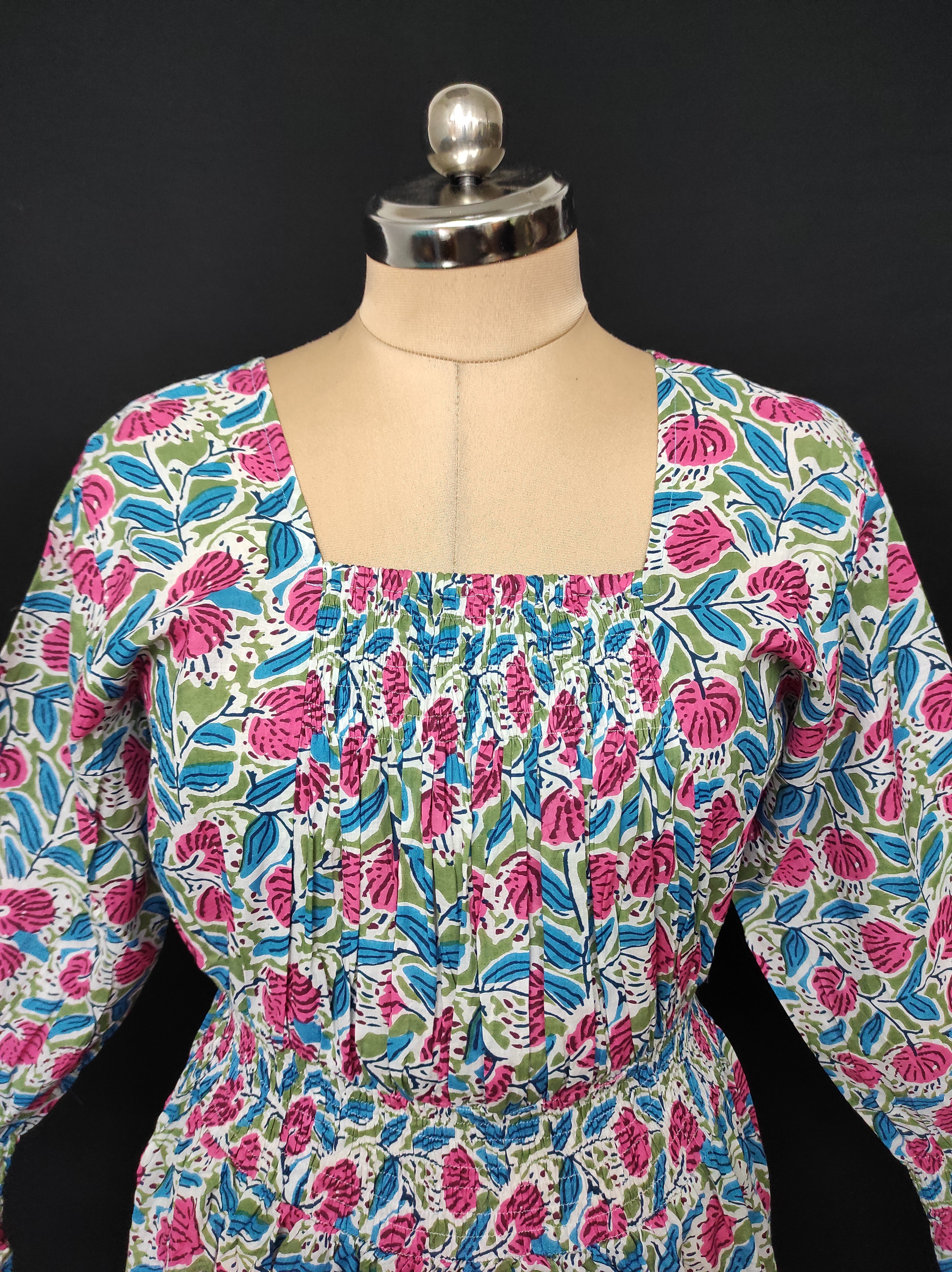 L/XL Fazlin Printed Cotton Dress 57" Long Jalabiya 28491-1556 JP
