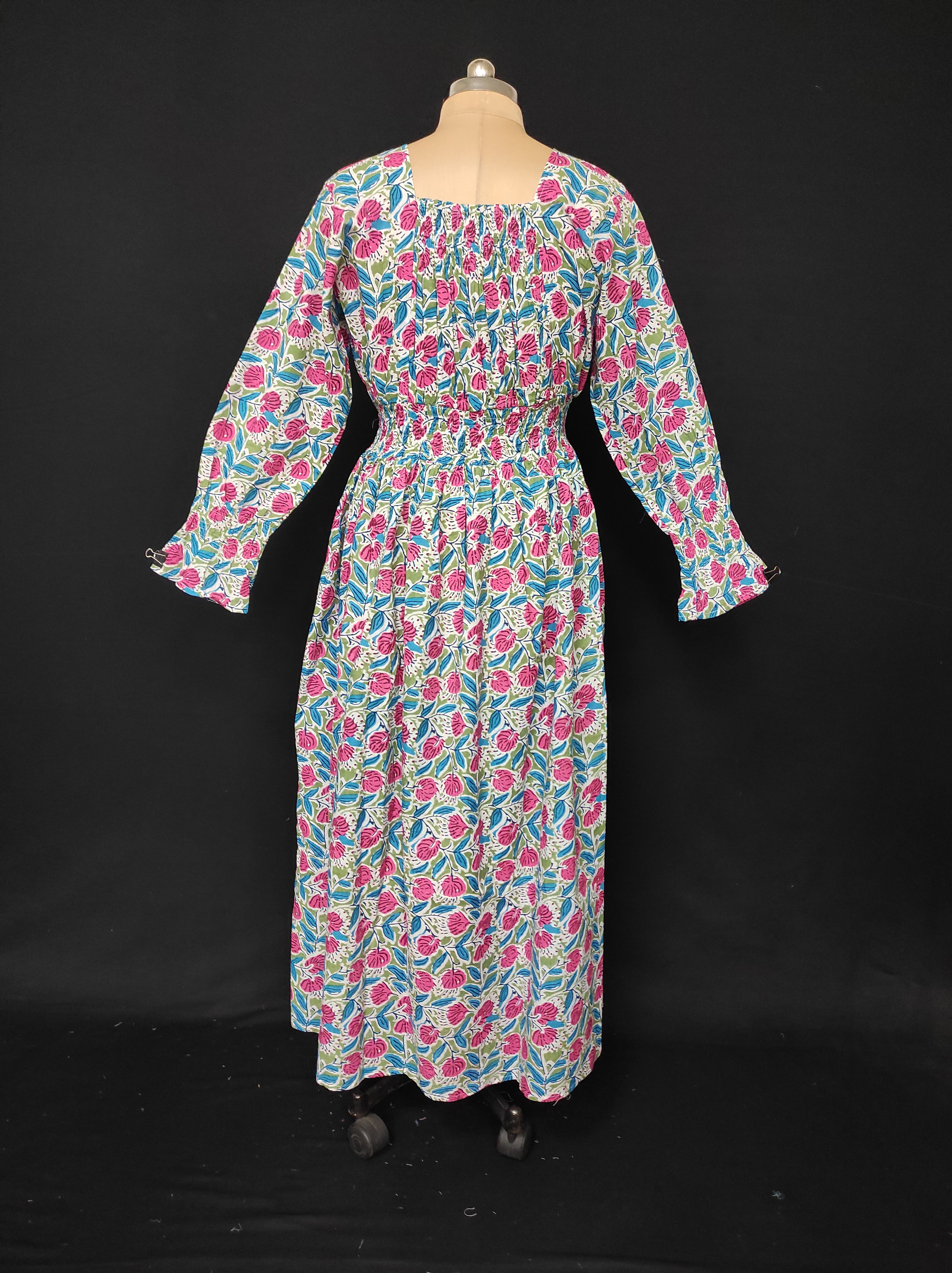 L/XL Fazlin Printed Cotton Dress 57" Long Jalabiya 28491-1556 JP