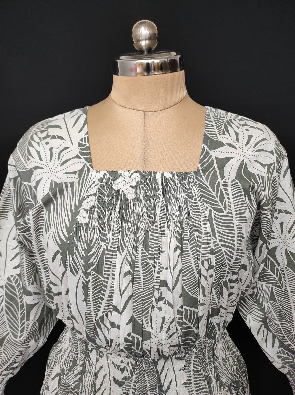 2XL/3XL Fazlin Printed Cotton Dress 57" Long Jalabiya 28493-1556 JP