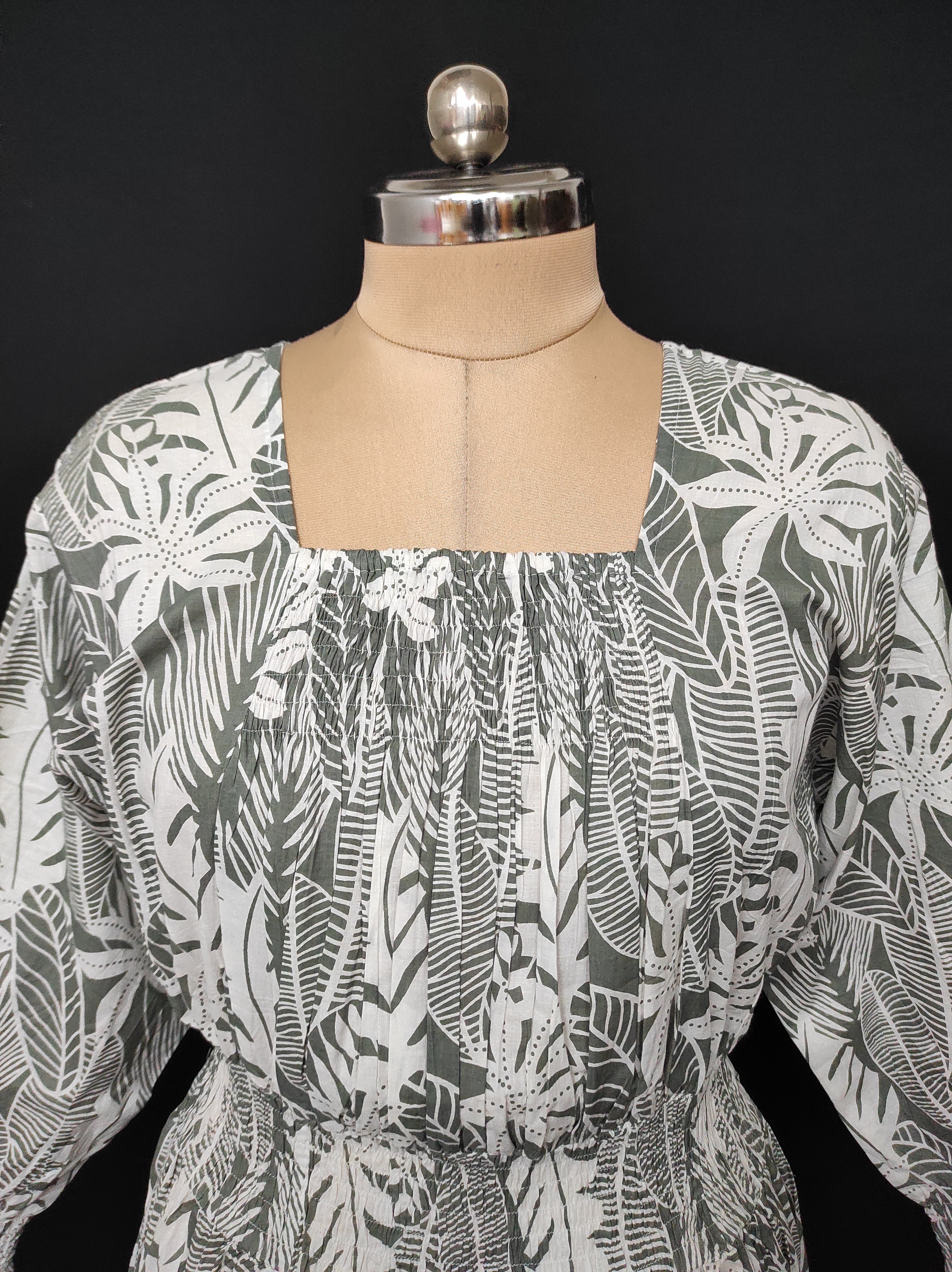 2XL/3XL Fazlin Printed Cotton Dress 57" Long Jalabiya 28493-1556 JP