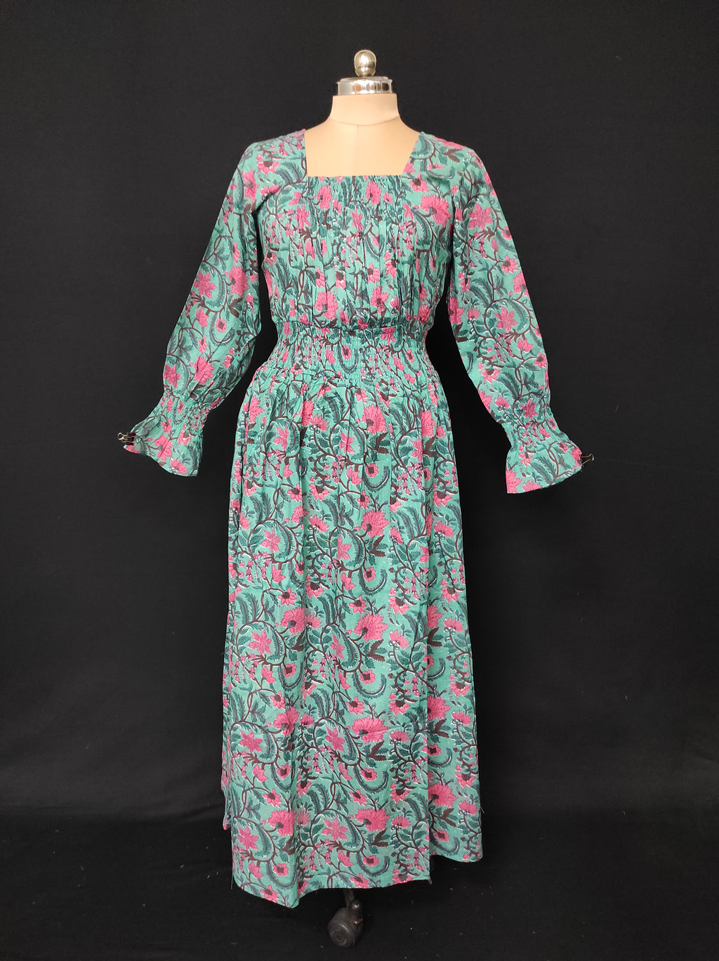 S/M Fazlin Printed Cotton Dress 57" Long Jalabiya 28494-1556 JP