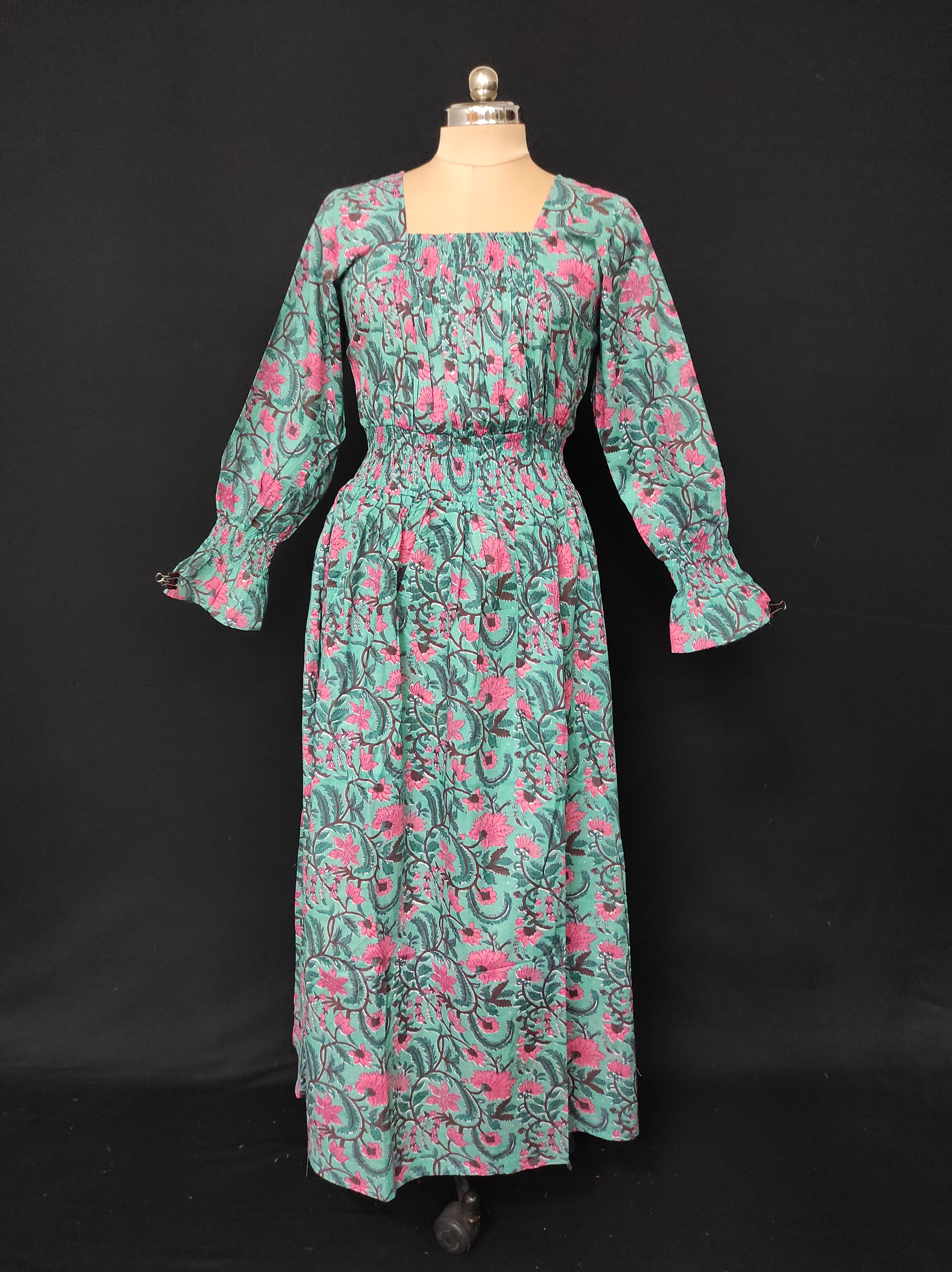 S/M Fazlin Printed Cotton Dress 57" Long Jalabiya 28494-1556 JP