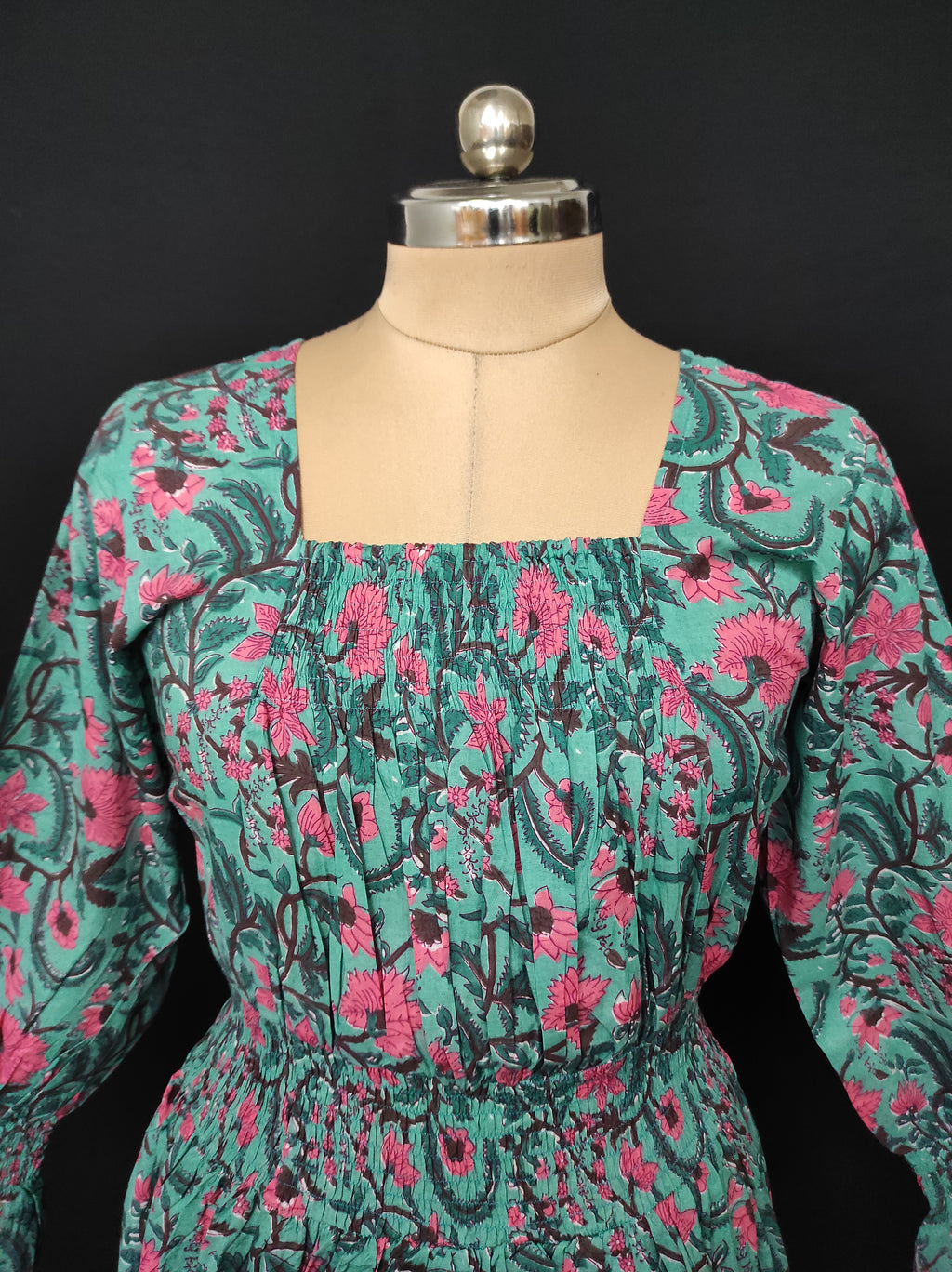 S/M Fazlin Printed Cotton Dress 57" Long Jalabiya 28494-1556 JP