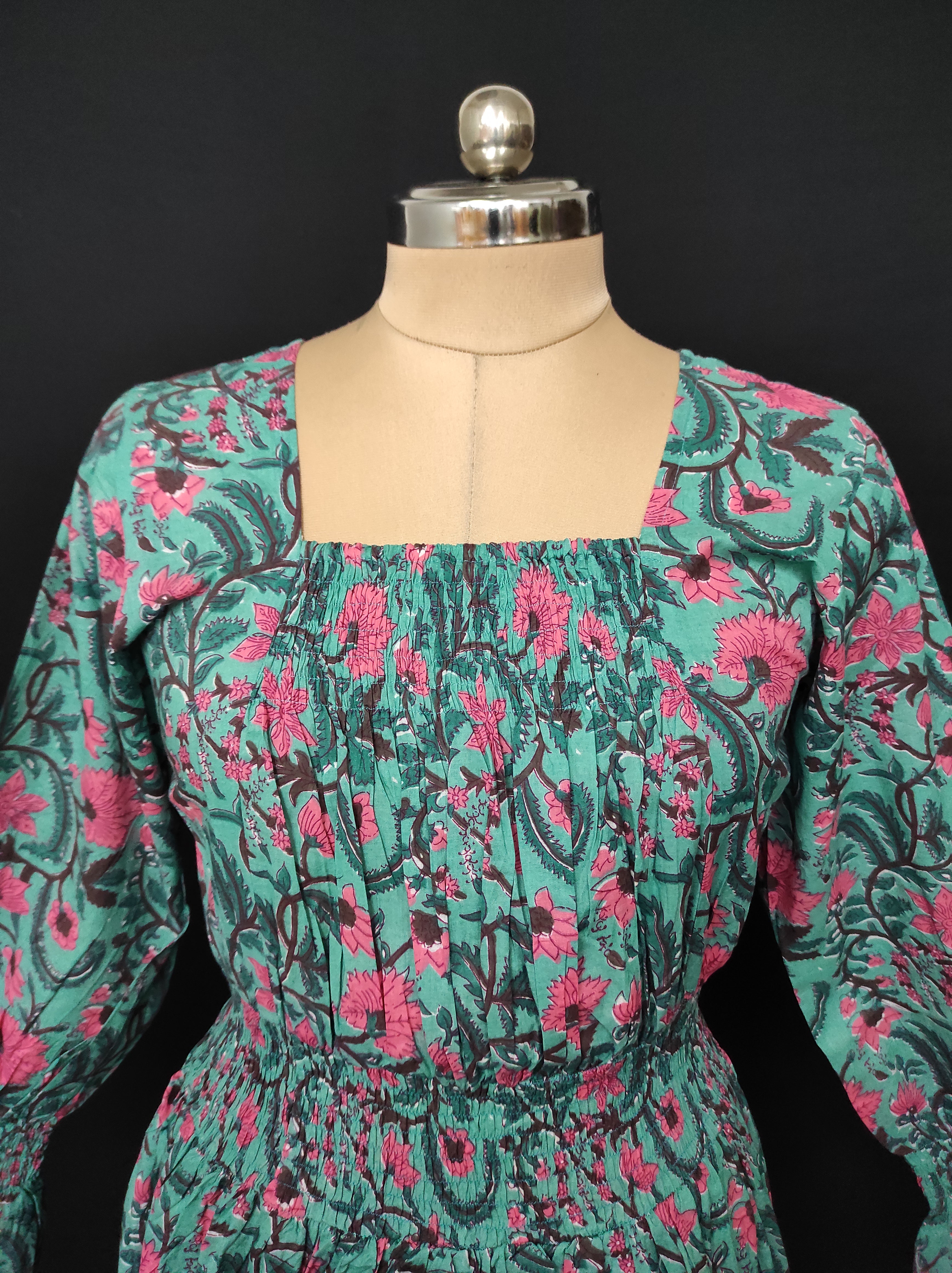 S/M Fazlin Printed Cotton Dress 57" Long Jalabiya 28494-1556 JP