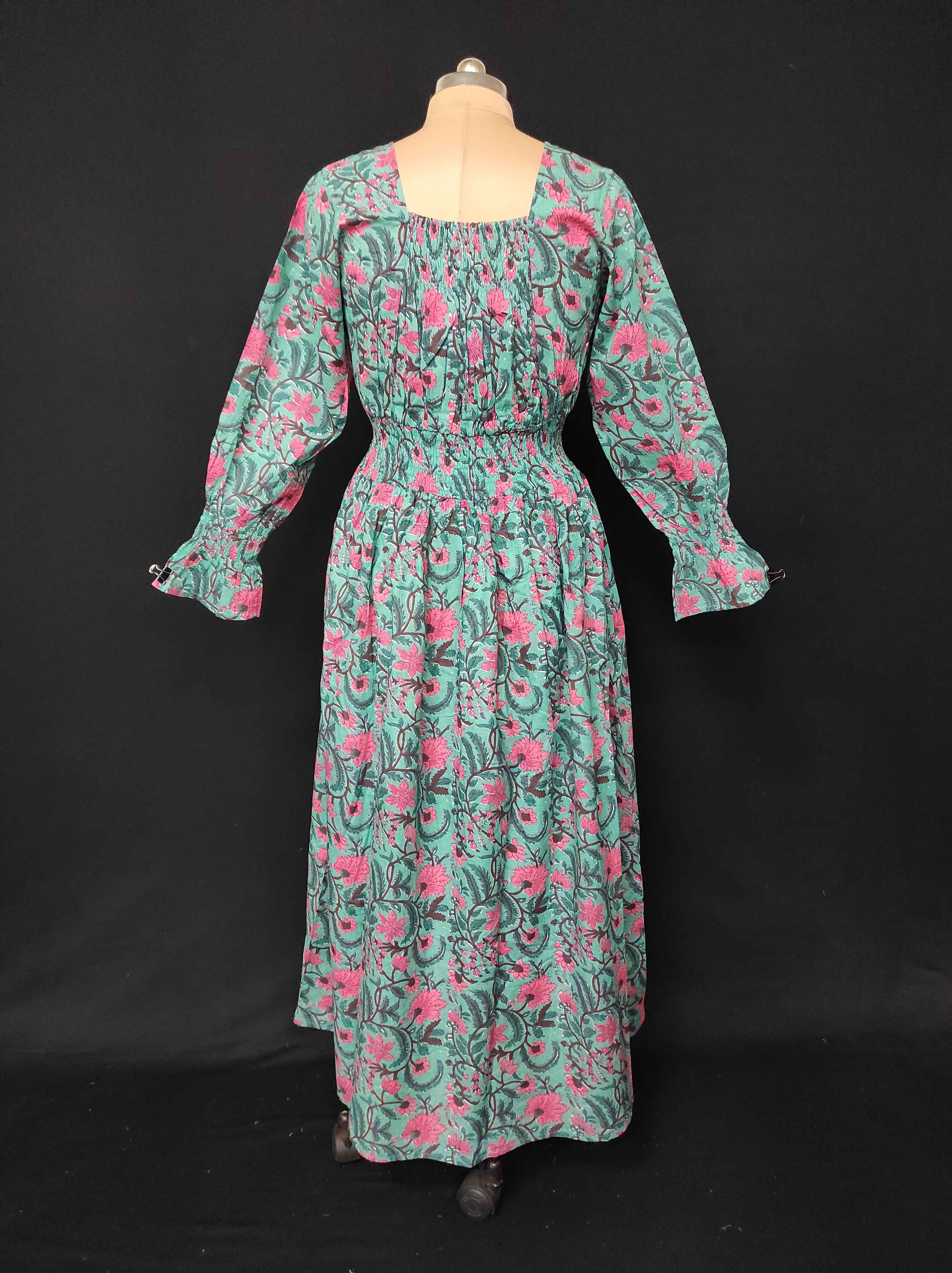 S/M Fazlin Printed Cotton Dress 57" Long Jalabiya 28494-1556 JP