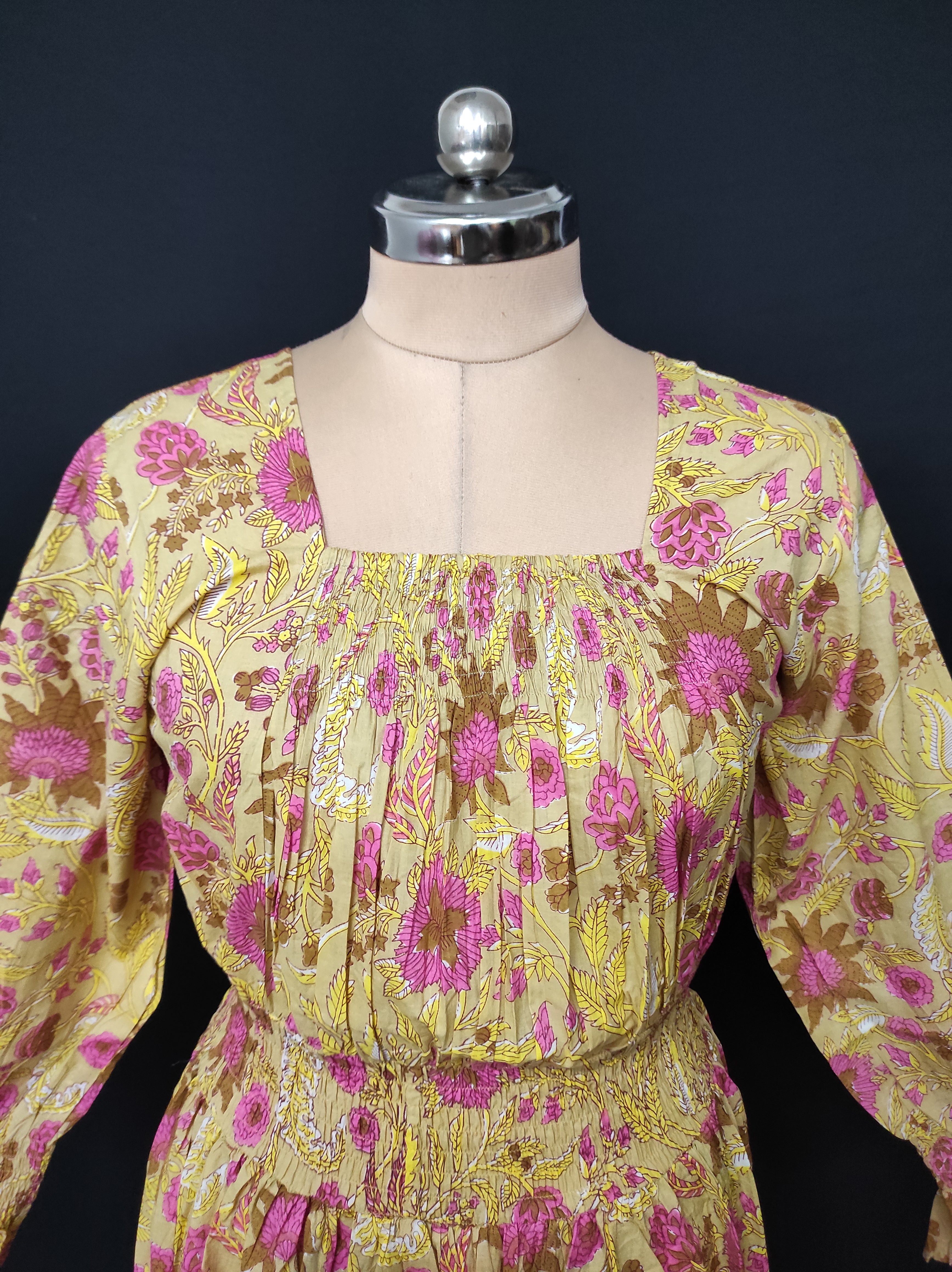 S/M Fazlin Printed Cotton Dress 57" Long Jalabiya 28496-1556 JP