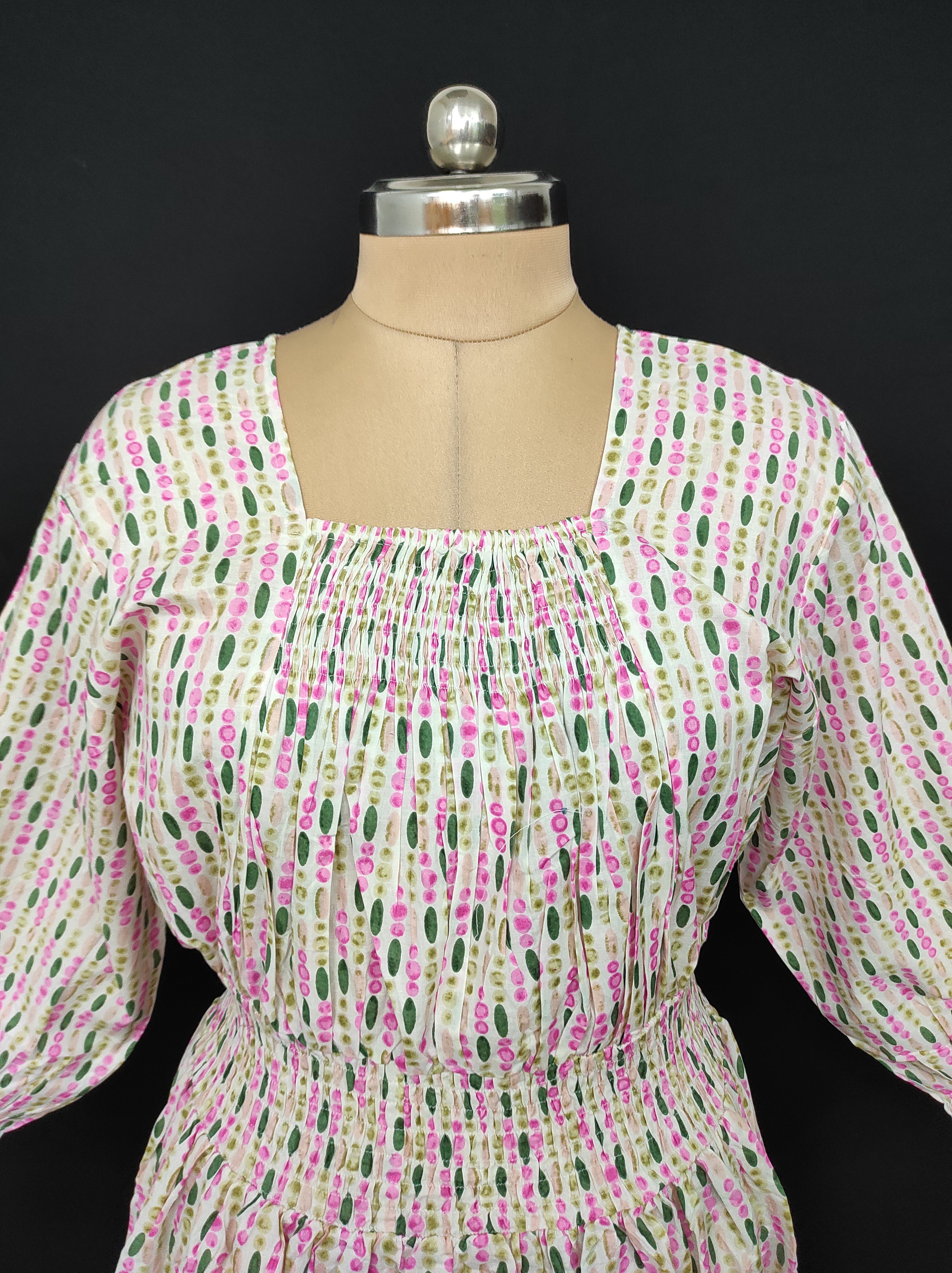 2XL/3XL Fazlin Printed Cotton Dress 57" Long Jalabiya 28498-1556 JP