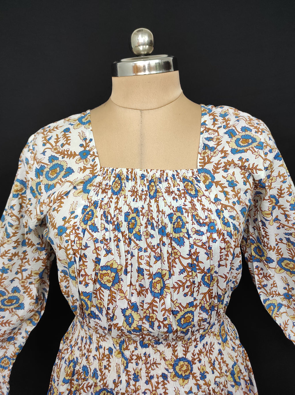 S/M Fazlin Printed Cotton Dress 57" Long Jalabiya 28499-1556 JP