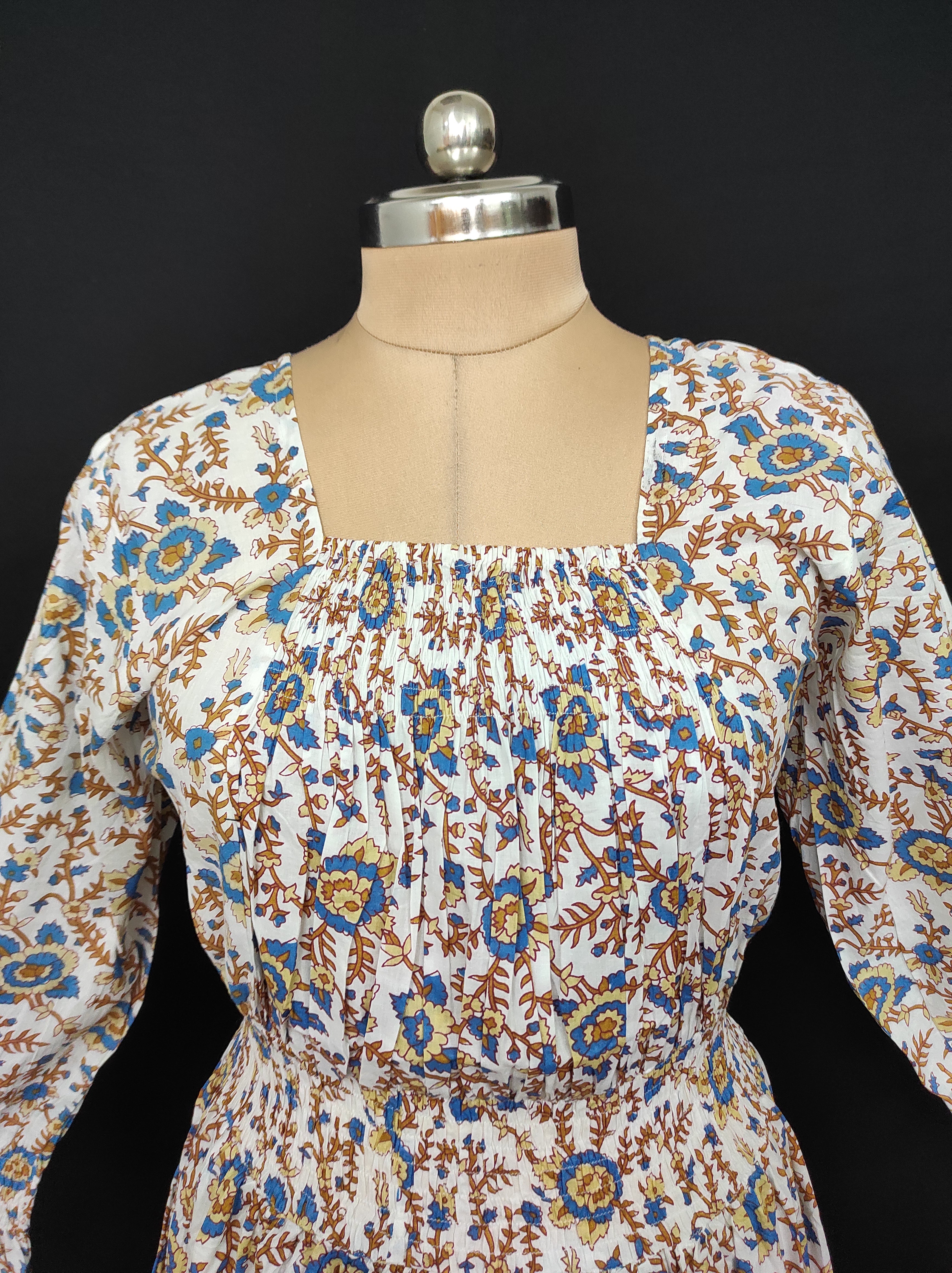 S/M Fazlin Printed Cotton Dress 57" Long Jalabiya 28499-1556 JP