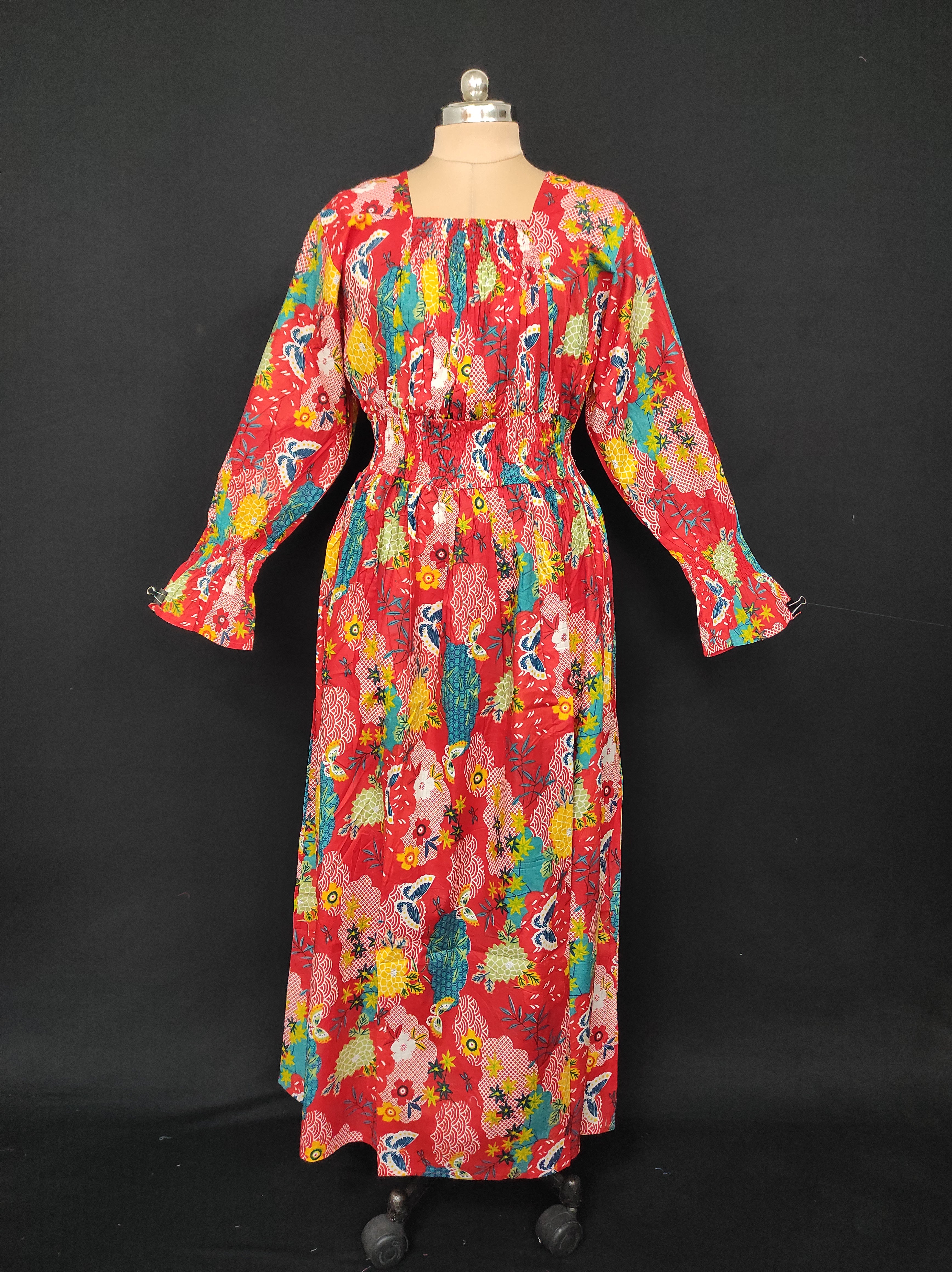 2XL/3XL Fazlin Printed Cotton Dress 57" Long Jalabiya 28500-1556 JP