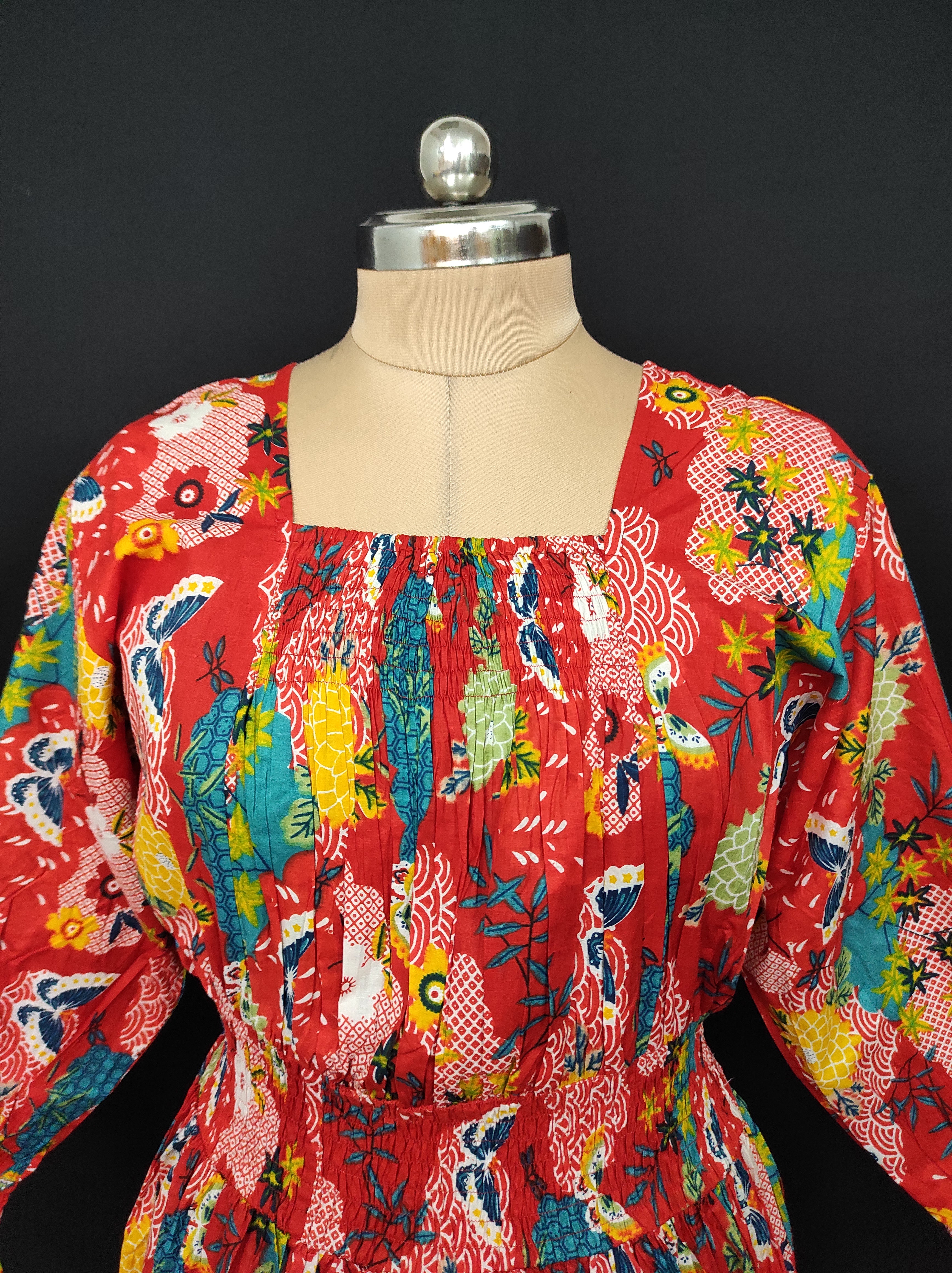 2XL/3XL Fazlin Printed Cotton Dress 57" Long Jalabiya 28500-1556 JP