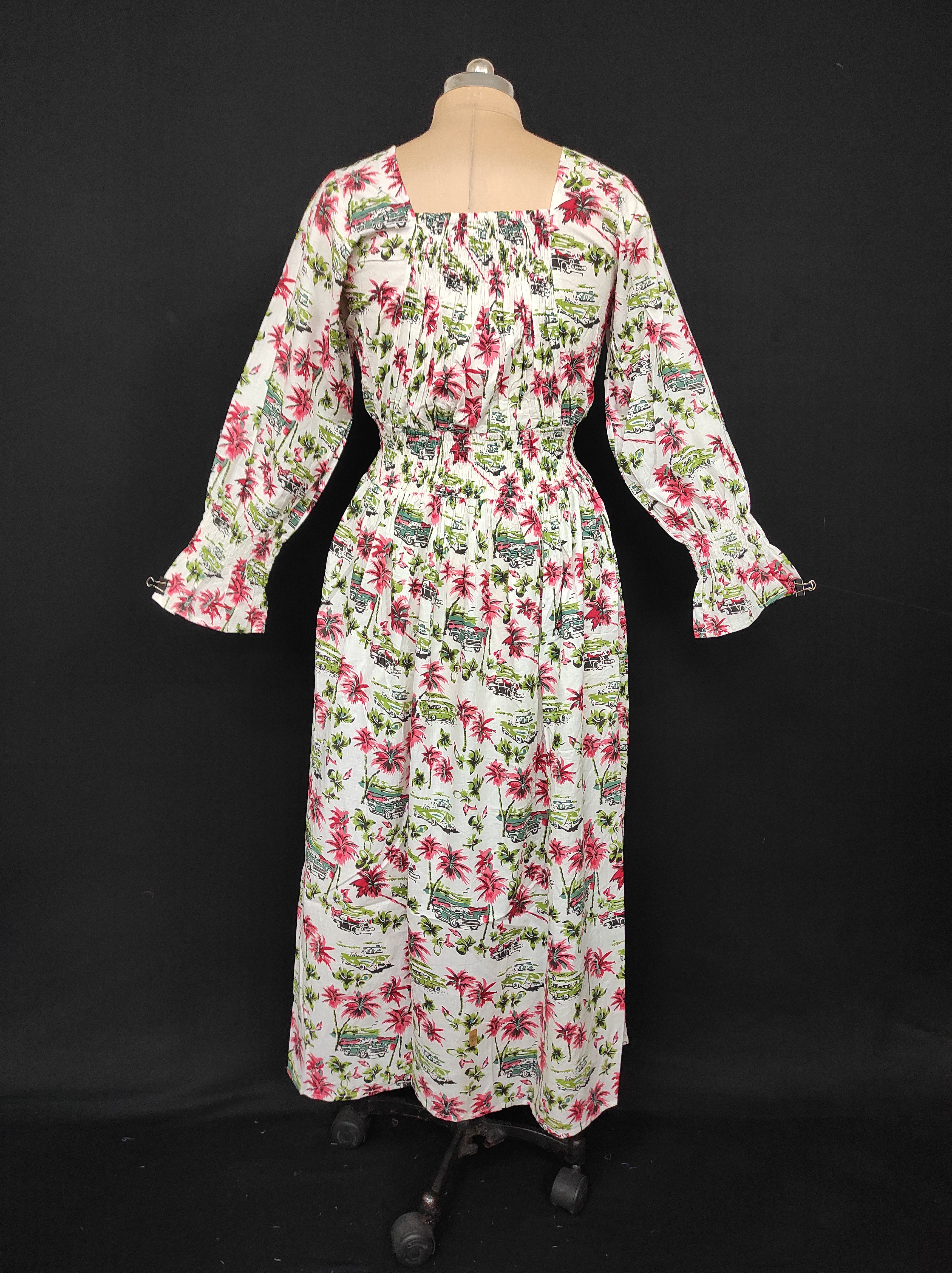 XS/S Fazlin Printed Cotton Dress 54" Long Jalabiya 28501-1556 JP