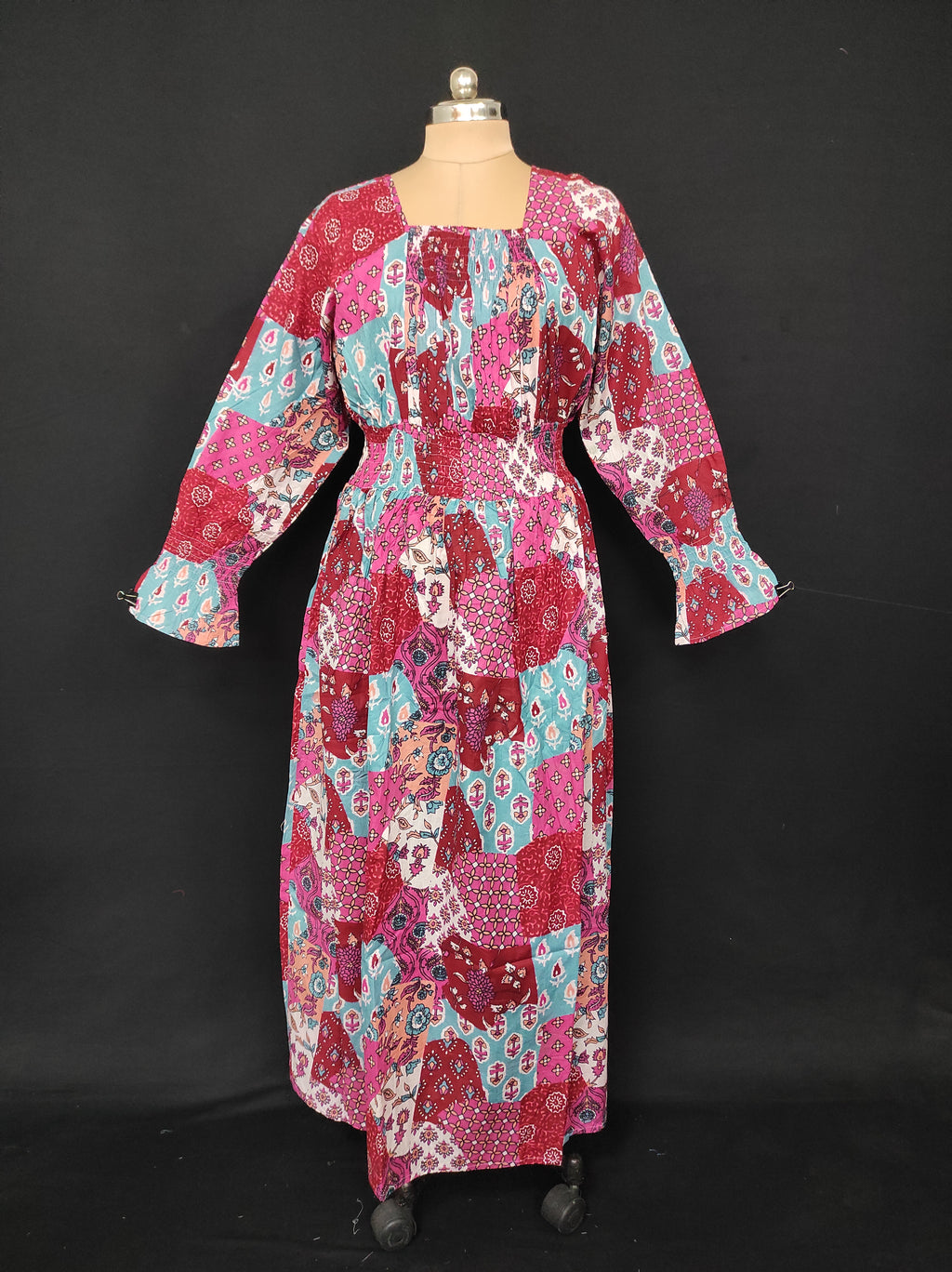 2XL/3XL Fazlin Printed Cotton Dress 57" Long Jalabiya 28502-1556 JP