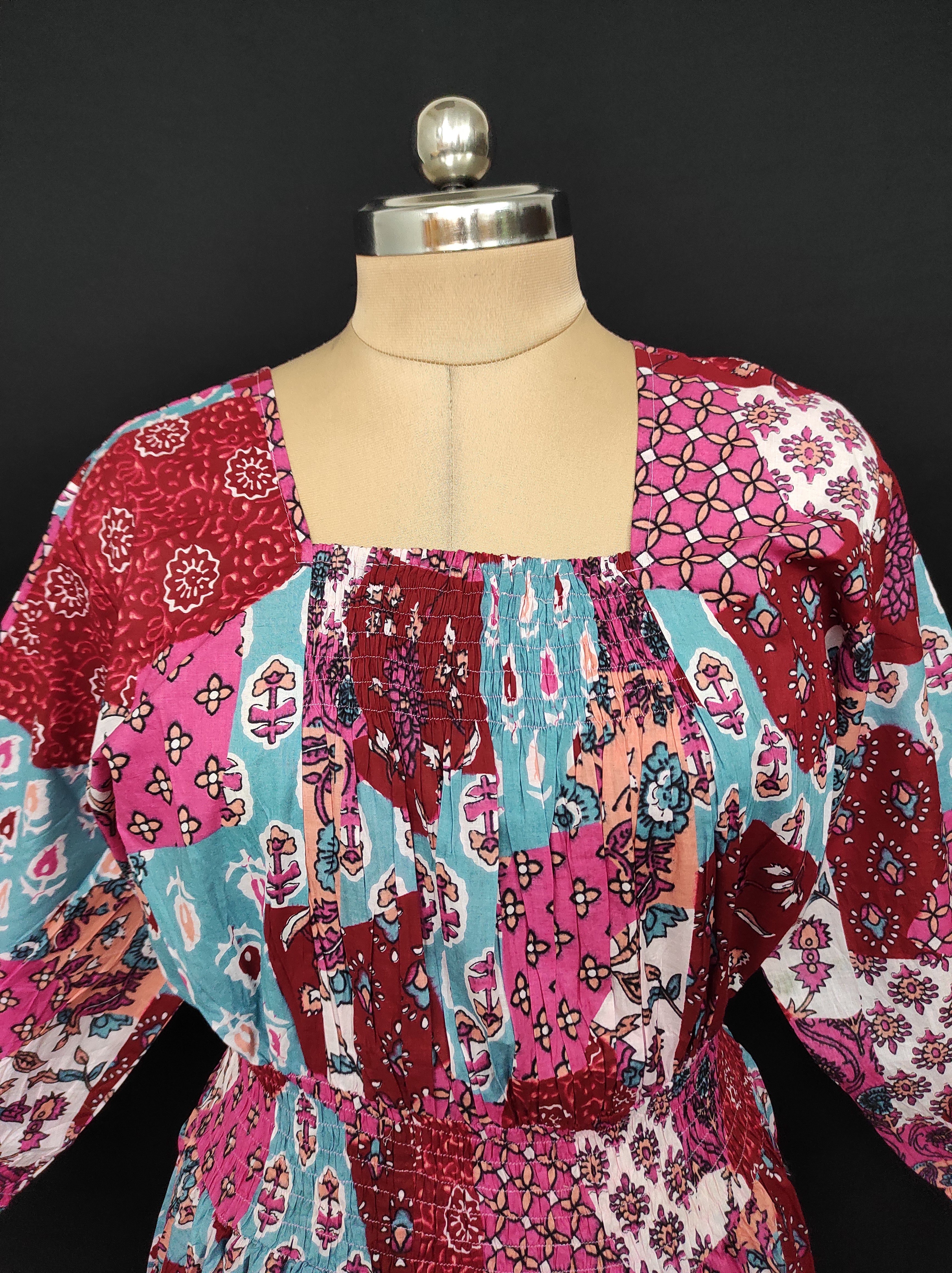 2XL/3XL Fazlin Printed Cotton Dress 57" Long Jalabiya 28502-1556 JP