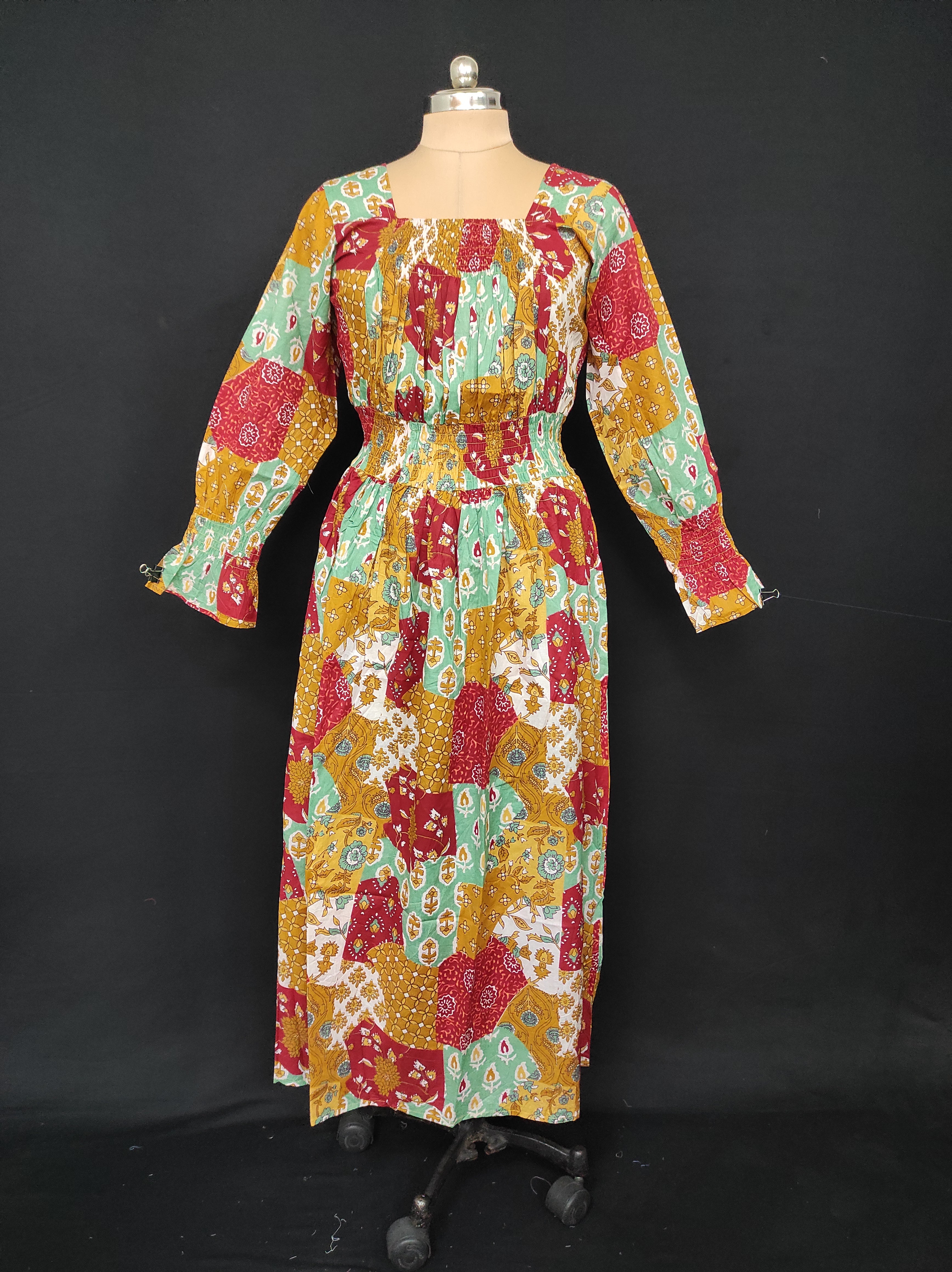XS/S Fazlin Printed Cotton Dress 54" Long Jalabiya 28503-1556 JP
