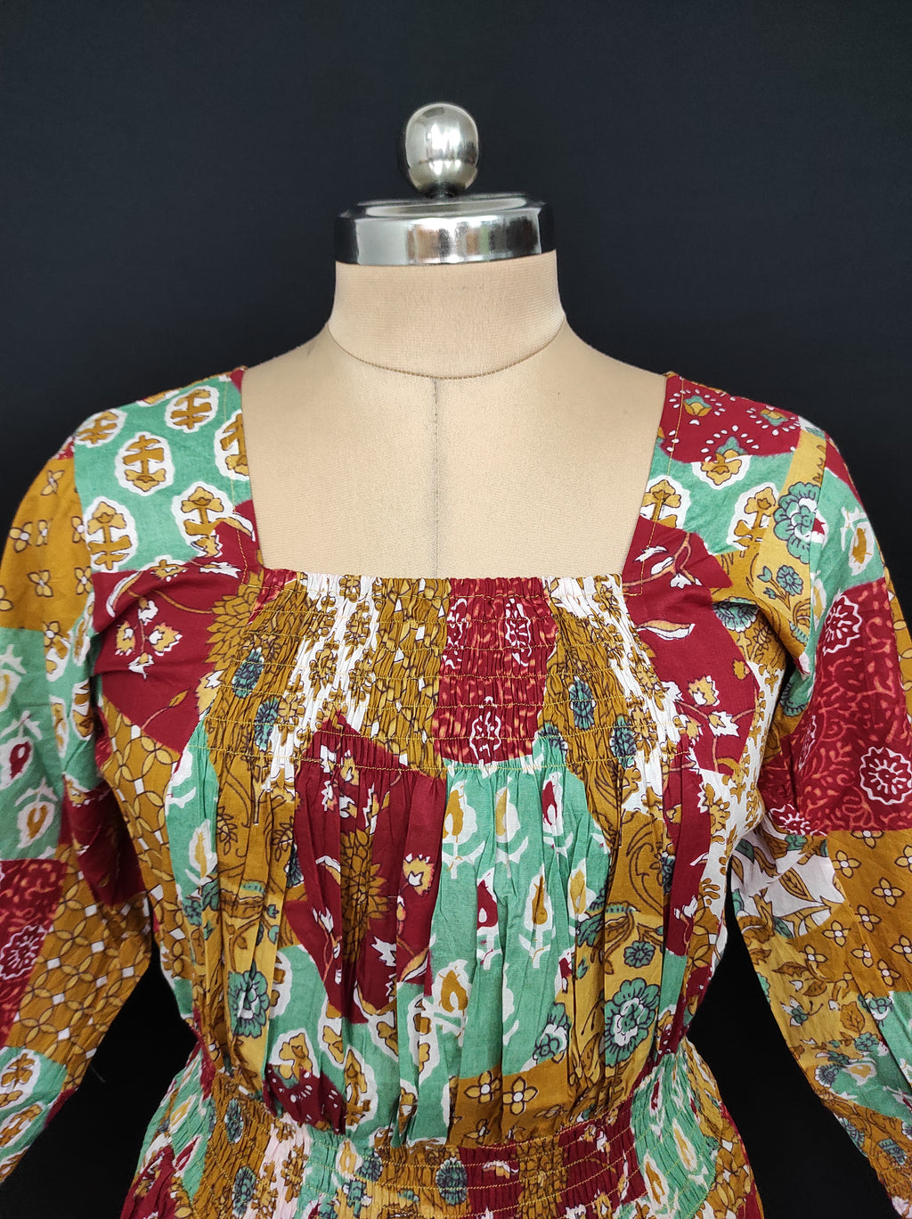 XS/S Fazlin Printed Cotton Dress 54" Long Jalabiya 28503-1556 JP
