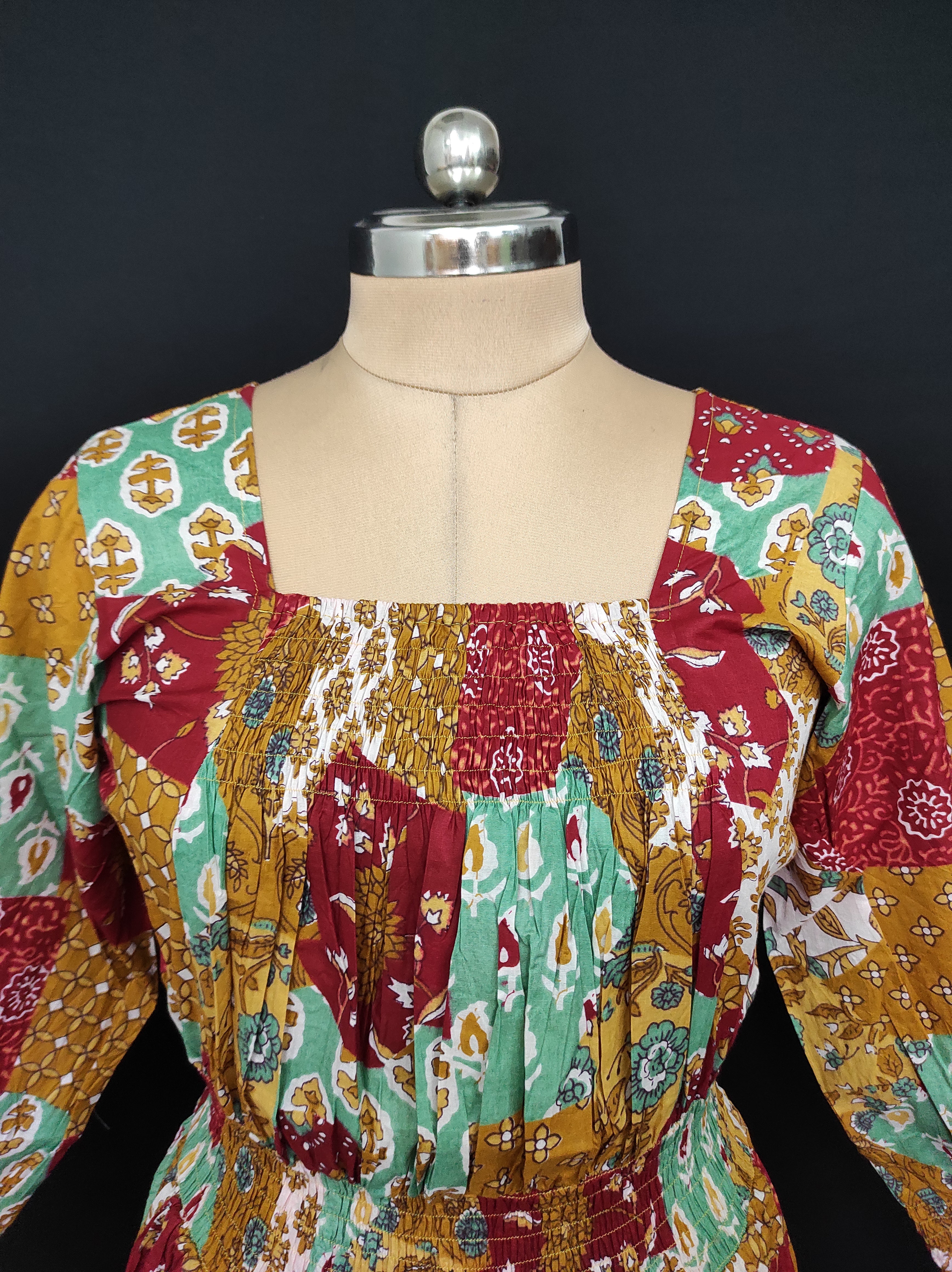 XS/S Fazlin Printed Cotton Dress 54" Long Jalabiya 28503-1556 JP