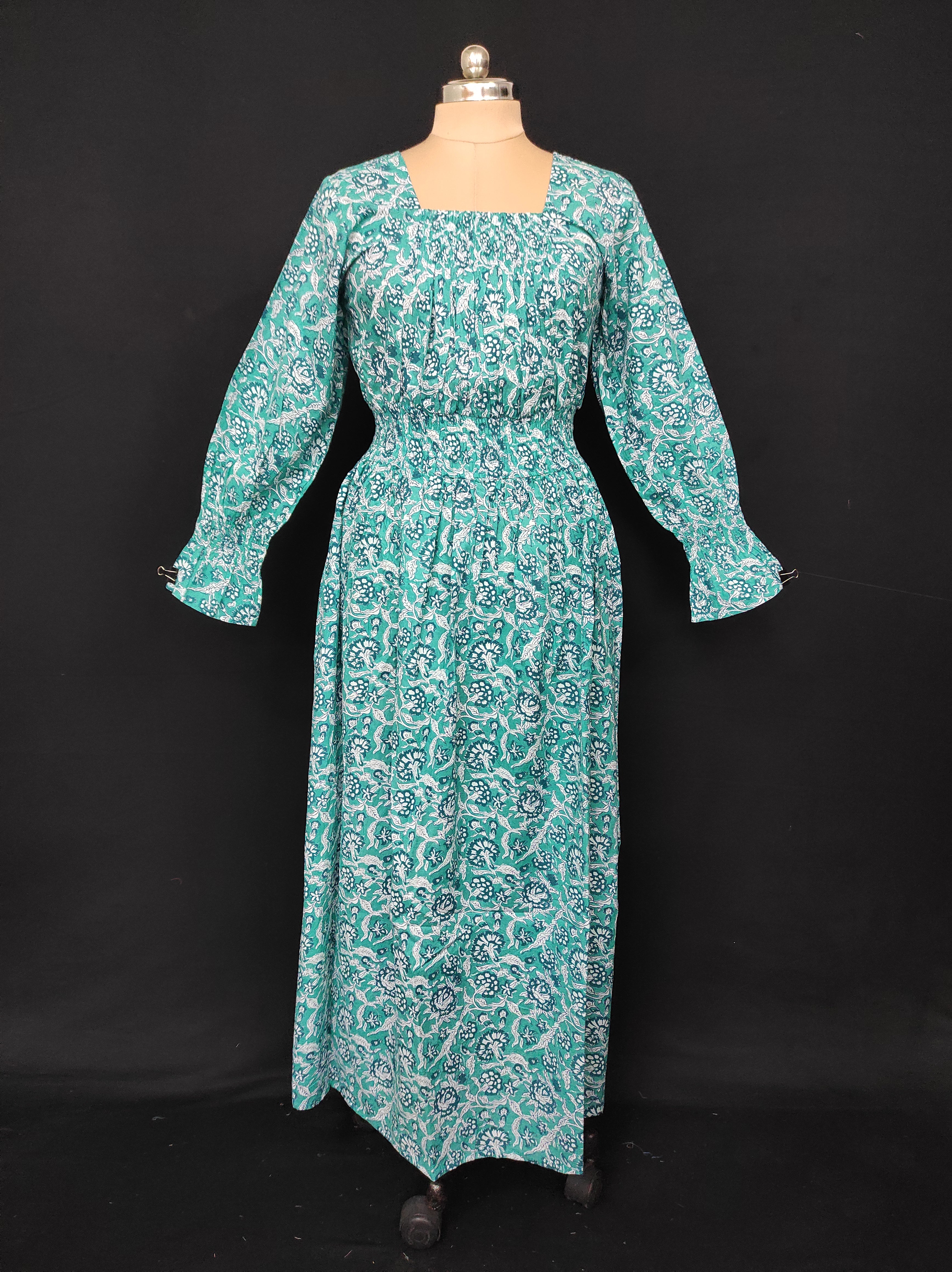 S/M Fazlin Printed Cotton Dress 57" Long Jalabiya 28505-1557 JP