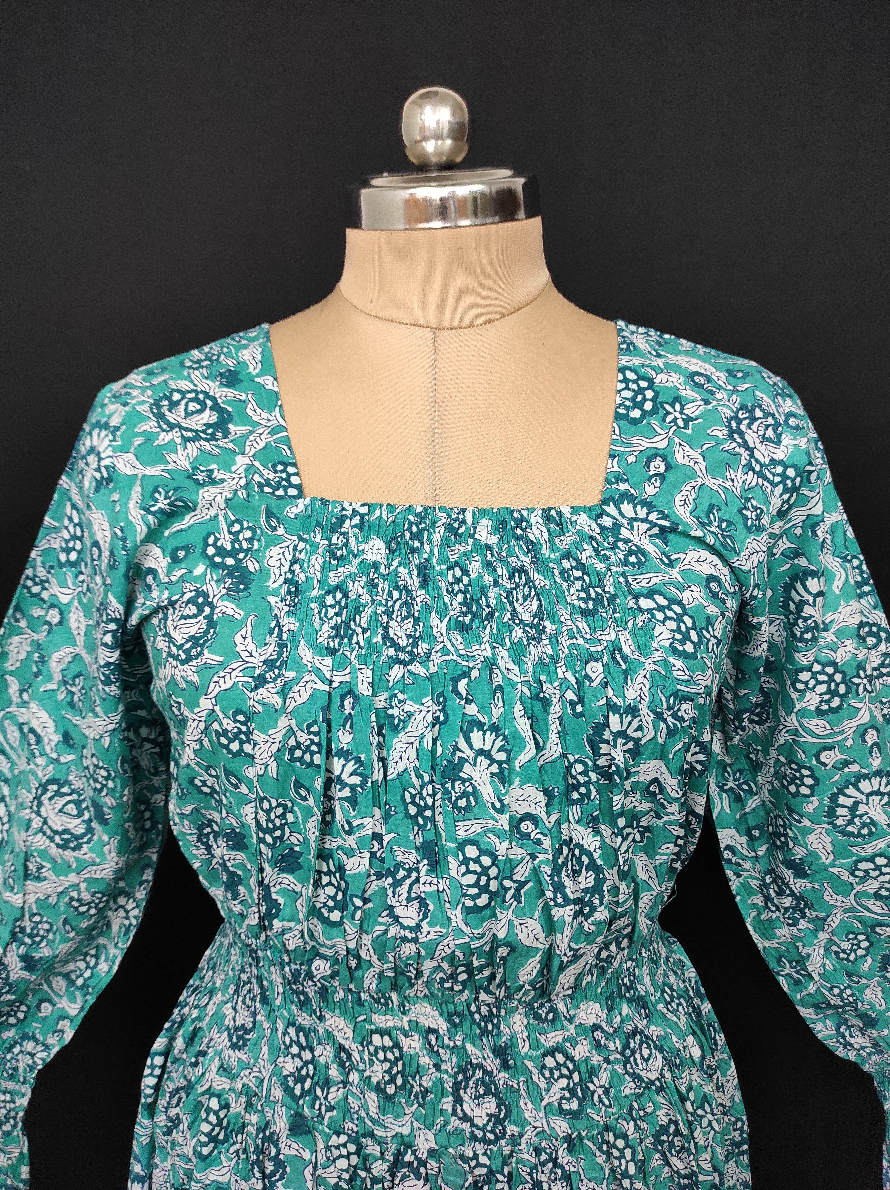 S/M Fazlin Printed Cotton Dress 57" Long Jalabiya 28505-1557 JP