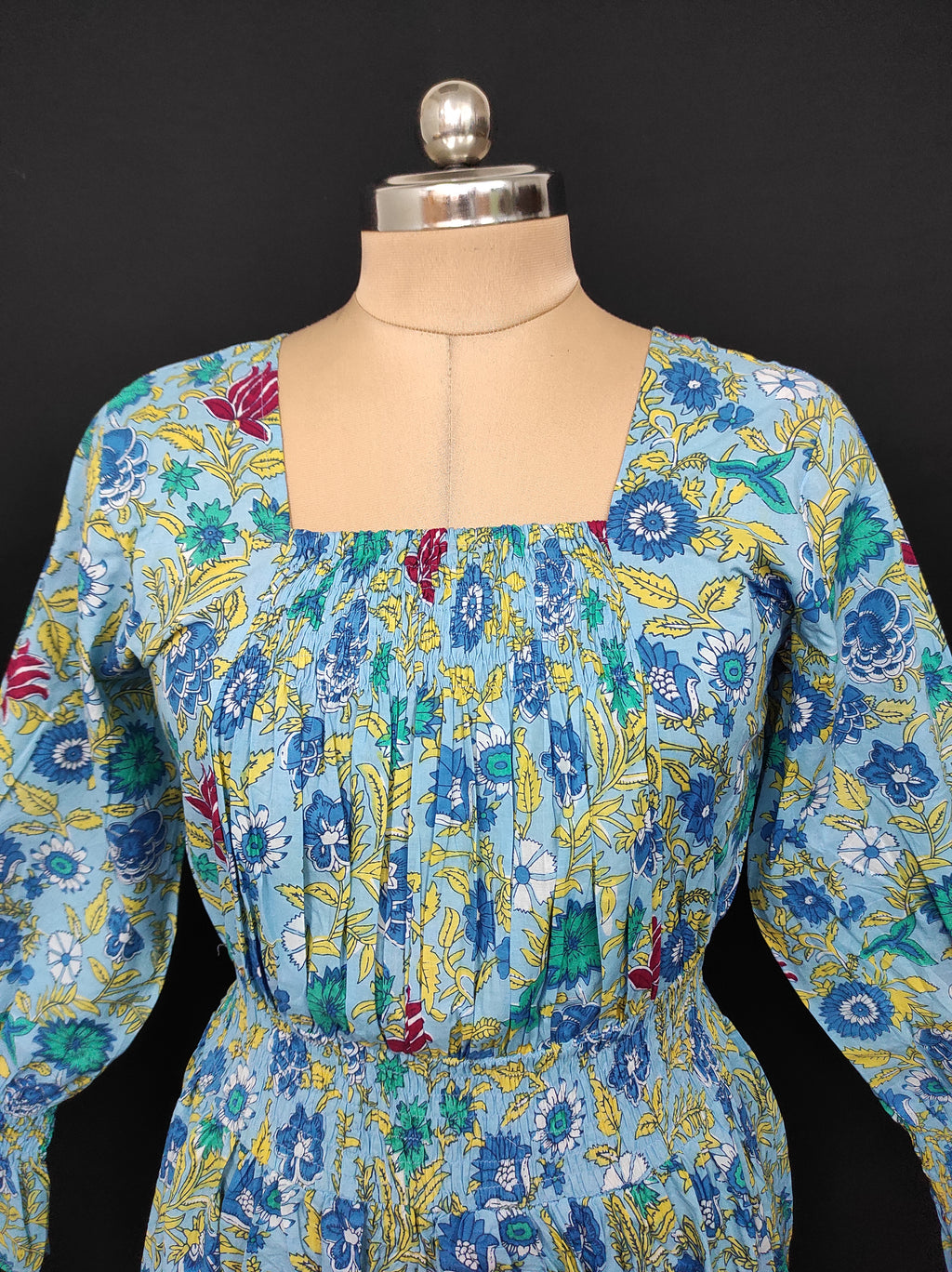 S/M Fazlin Printed Cotton Dress 57" Long Jalabiya 28506-1557 JP