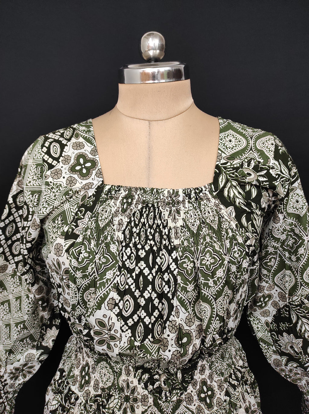 XS/S Fazlin Printed Cotton Dress 54" Long Jalabiya 28507-1557 JP
