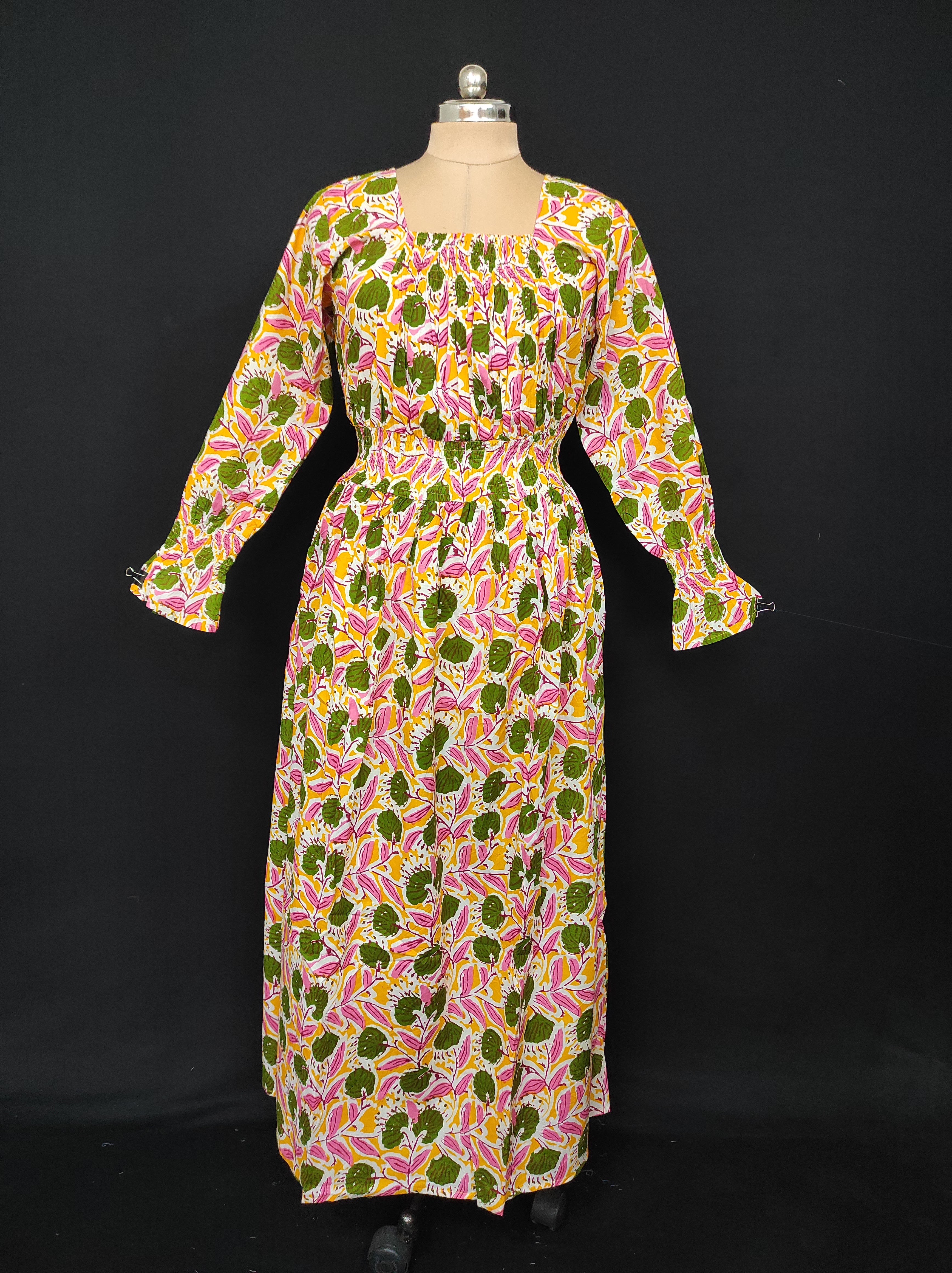 S/M Fazlin Printed Cotton Dress 57" Long Jalabiya 28509-1557 JP
