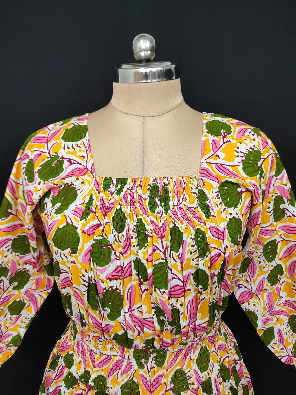 S/M Fazlin Printed Cotton Dress 57" Long Jalabiya 28509-1557 JP