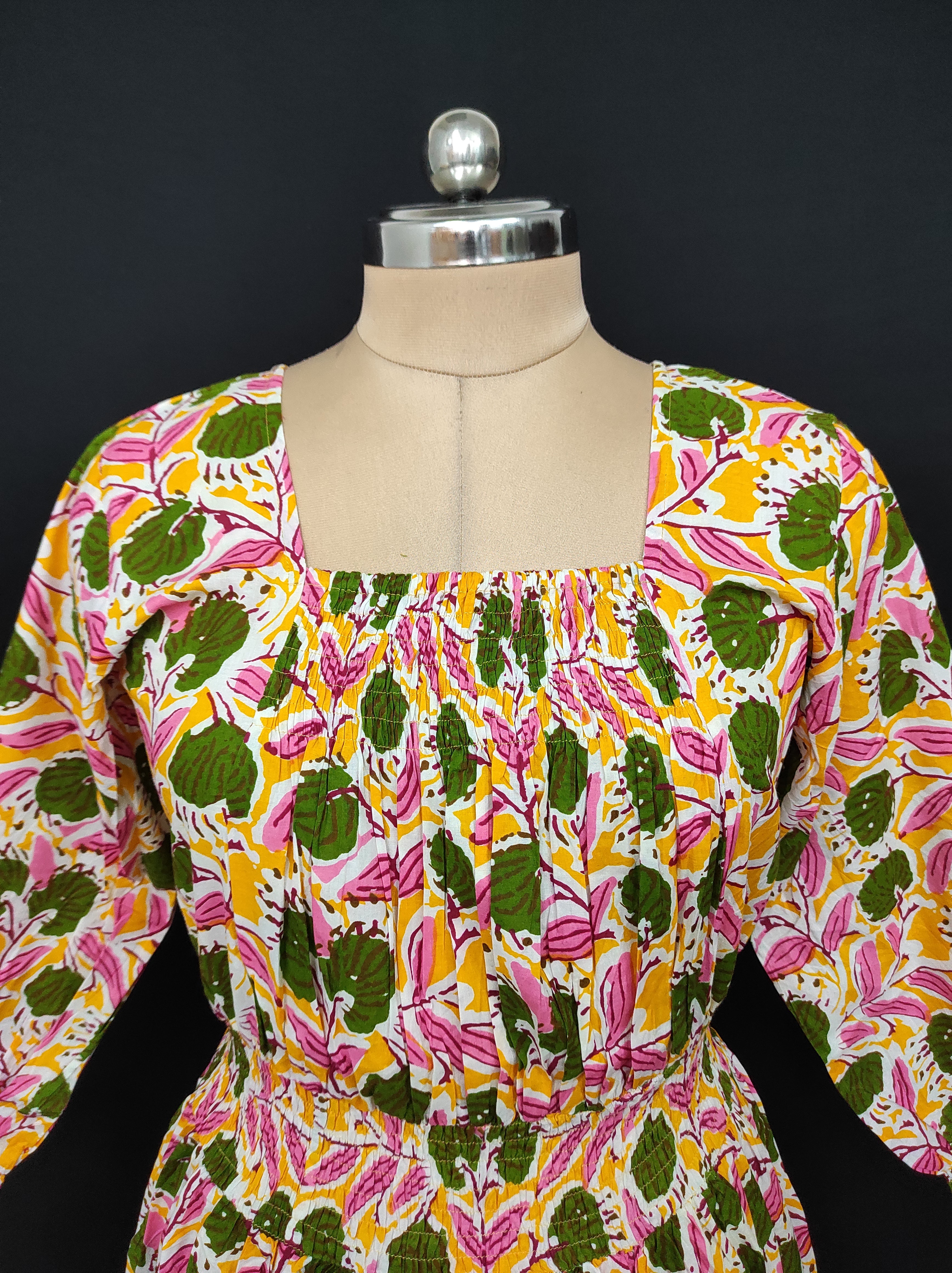 S/M Fazlin Printed Cotton Dress 57" Long Jalabiya 28509-1557 JP