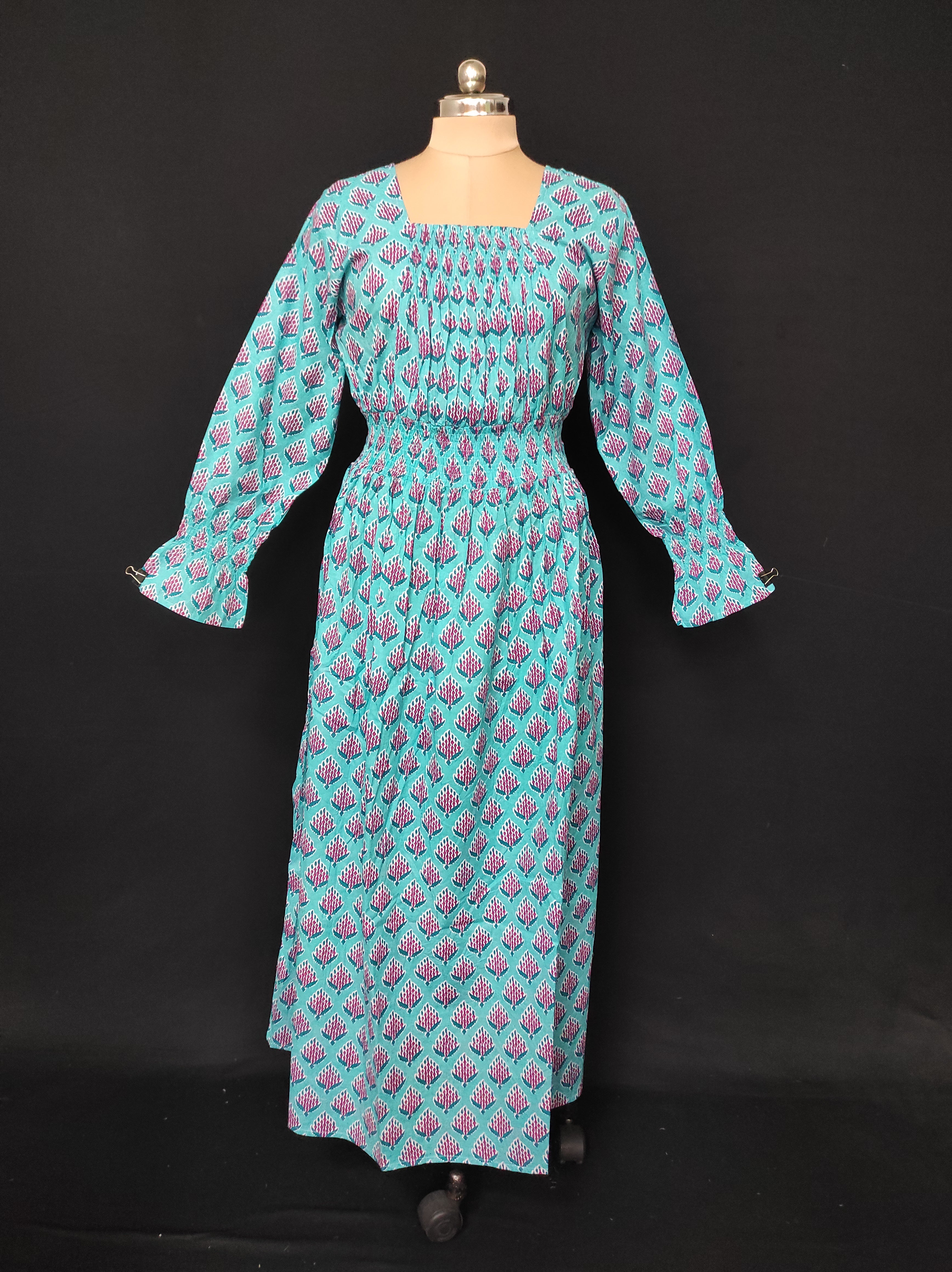 L/XL Fazlin Printed Cotton Dress 57" Long Jalabiya 28510 A1557 JP