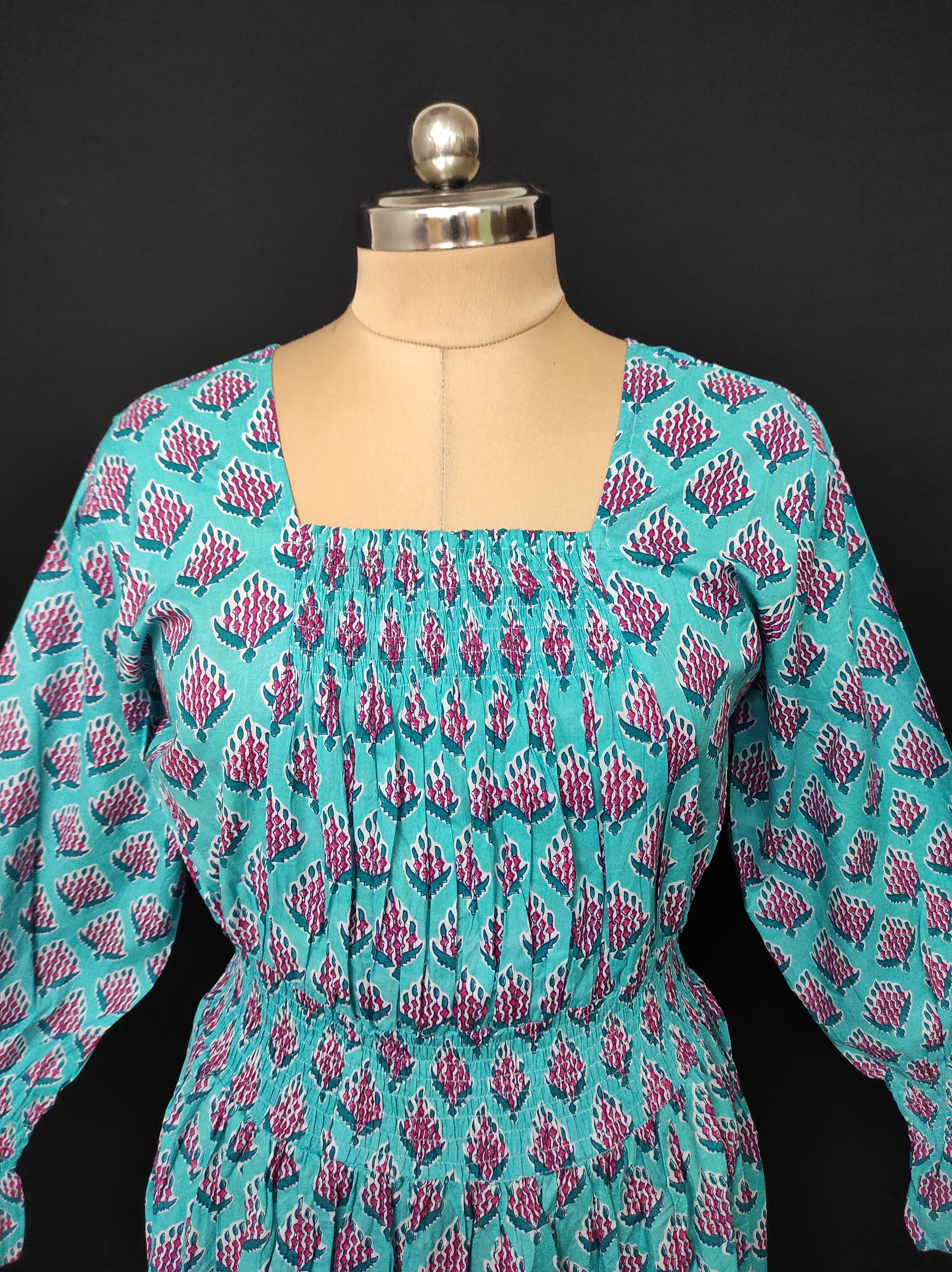 L/XL Fazlin Printed Cotton Dress 57" Long Jalabiya 28510 A1557 JP