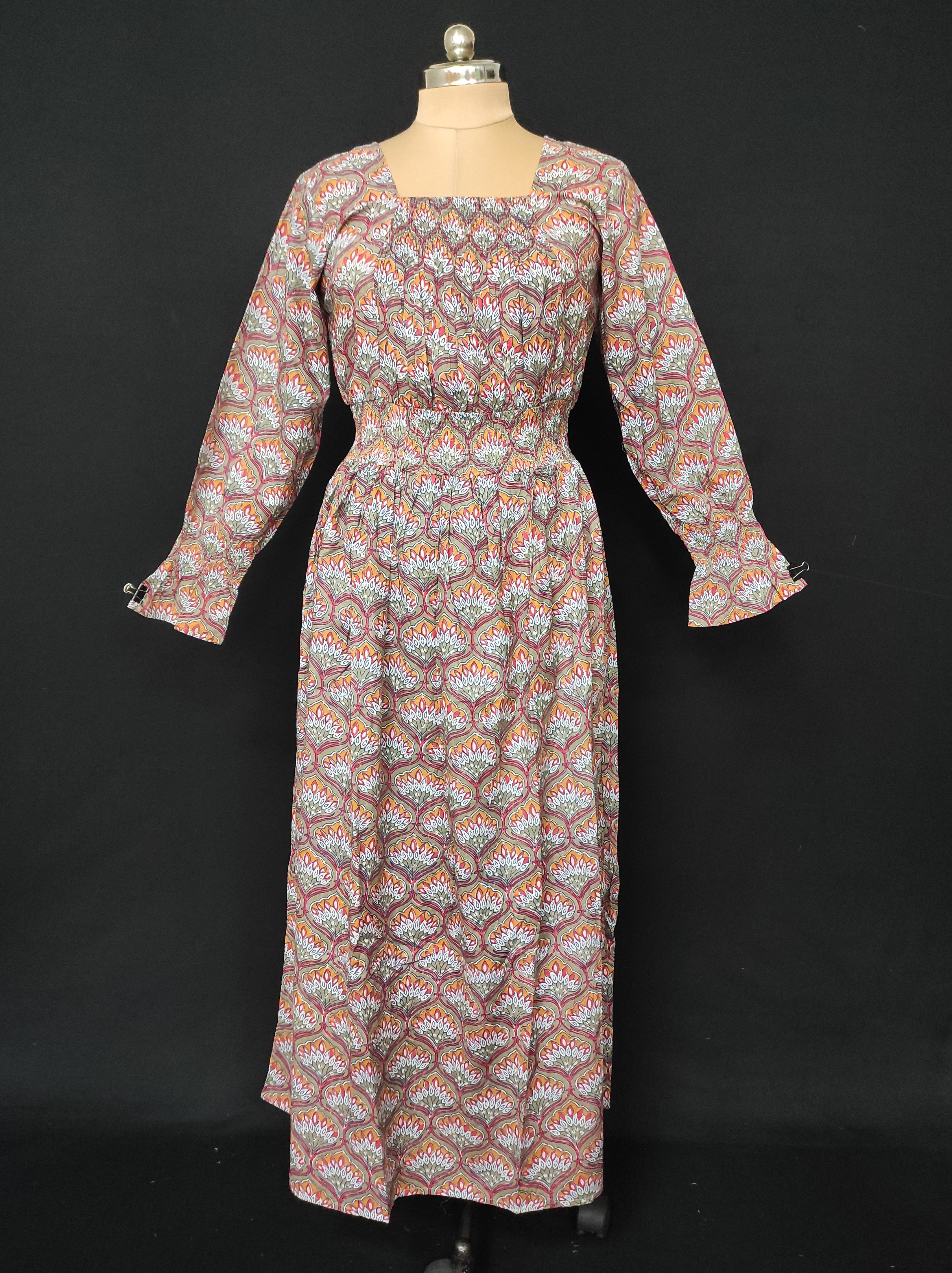 S/M Fazlin Printed Cotton Dress 57" Long Jalabiya 28511-1557 JP