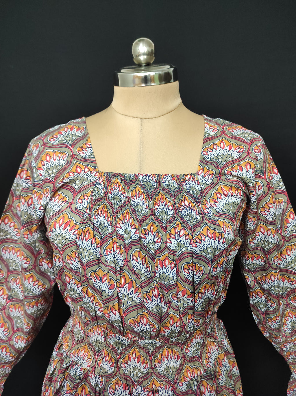 S/M Fazlin Printed Cotton Dress 57" Long Jalabiya 28511-1557 JP