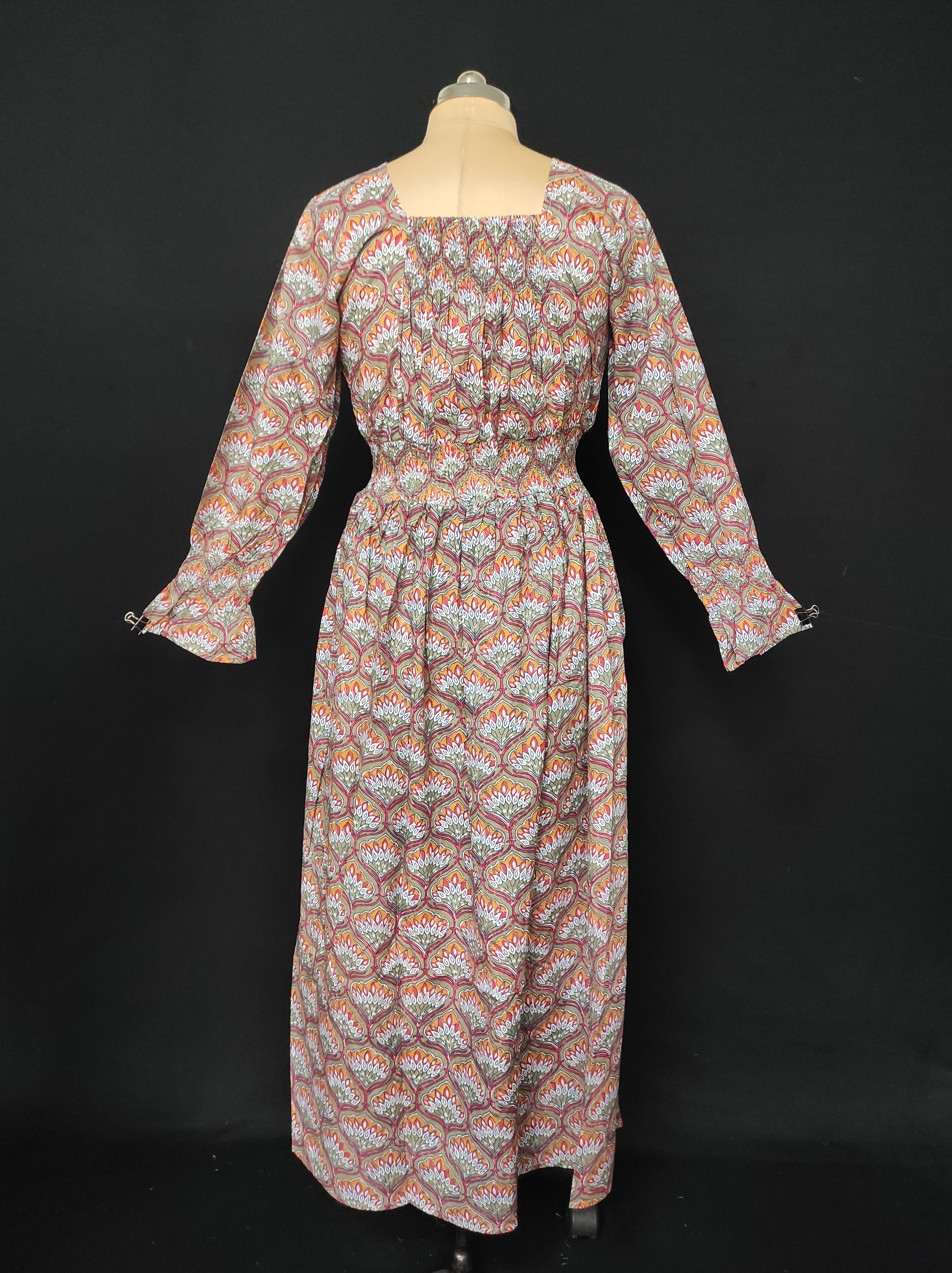 S/M Fazlin Printed Cotton Dress 57" Long Jalabiya 28511-1557 JP
