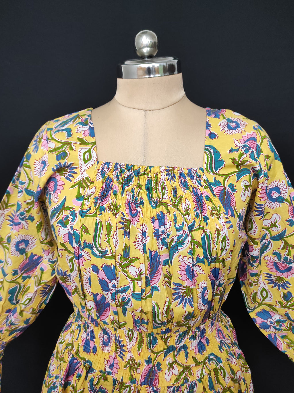 XS/S Fazlin Printed Cotton Dress 54" Long Jalabiya 28512-1557 JP