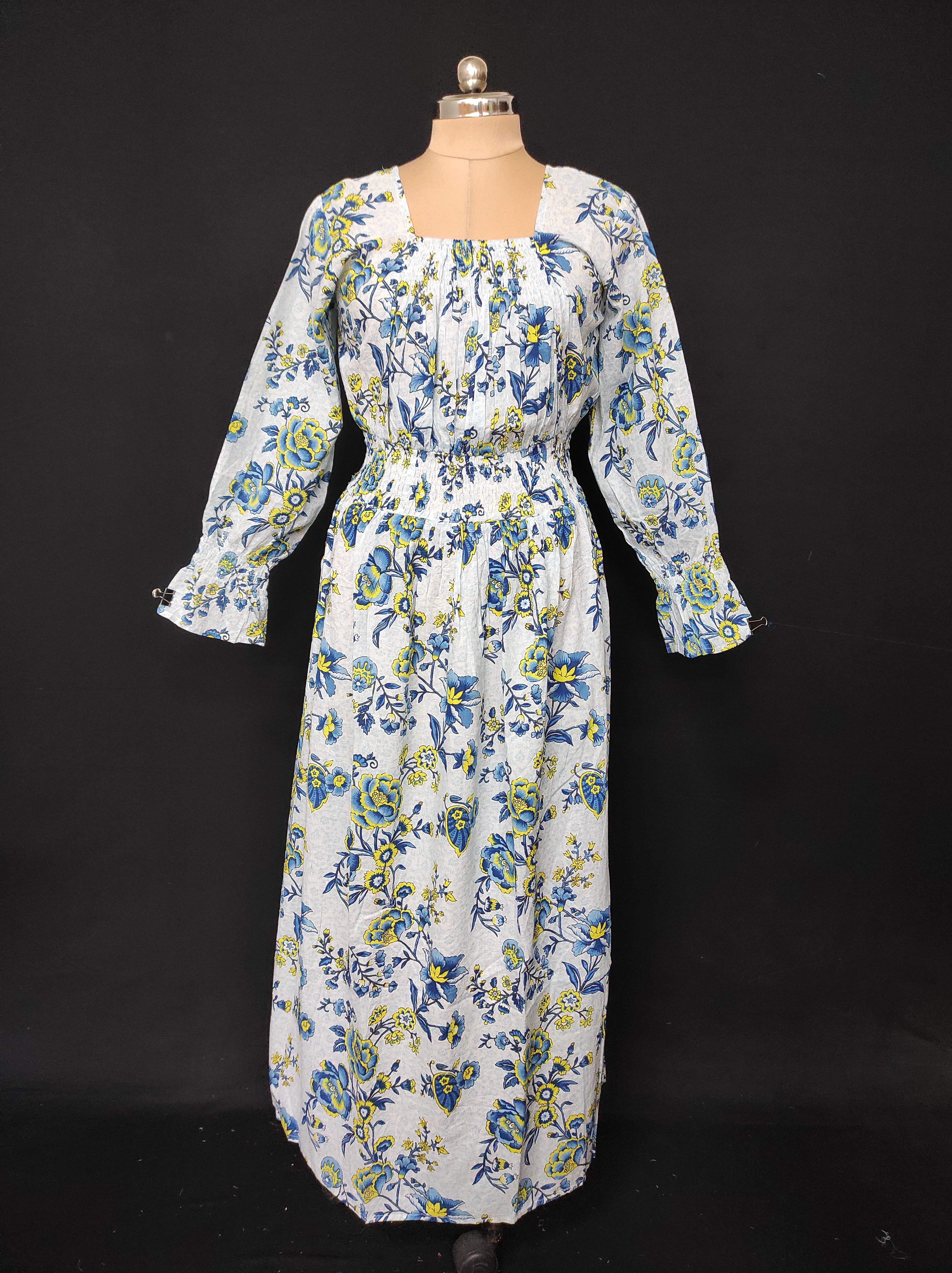 S/M Fazlin Printed Cotton Dress 57" Long Jalabiya 28514-1558 JP