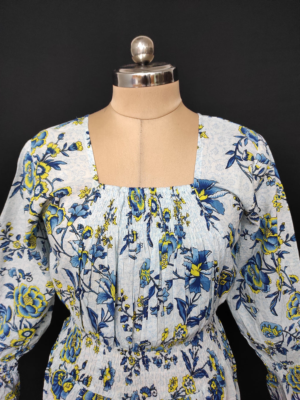 S/M Fazlin Printed Cotton Dress 57" Long Jalabiya 28514-1558 JP