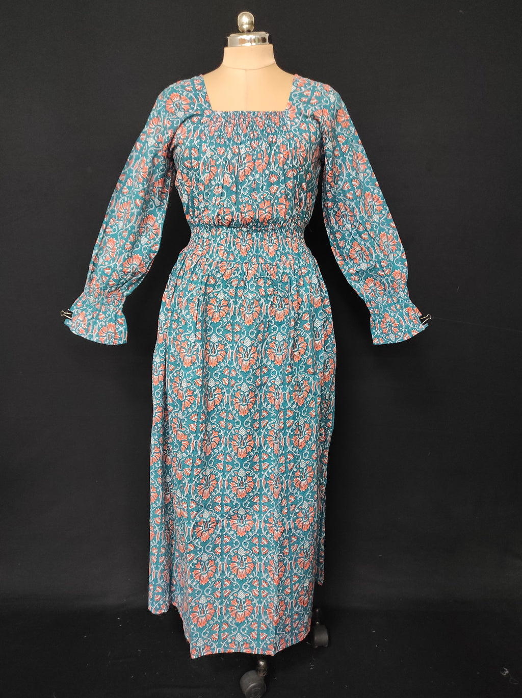 S/M Fazlin Printed Cotton Dress 57" Long Jalabiya 28515-1558 JP