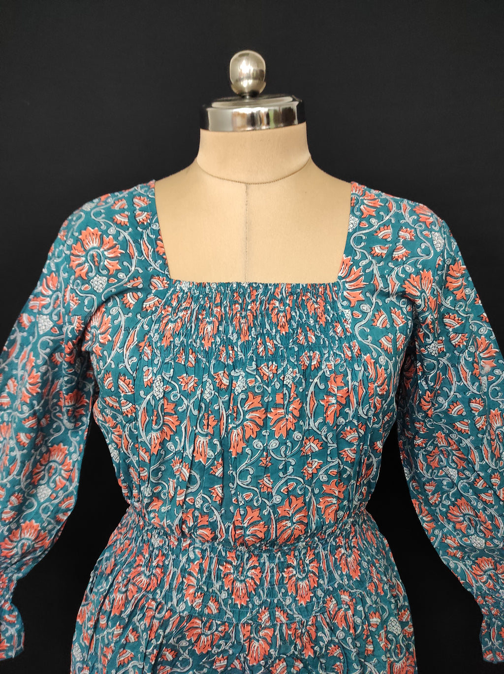 S/M Fazlin Printed Cotton Dress 57" Long Jalabiya 28515-1558 JP
